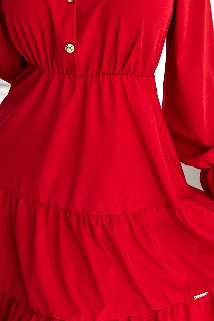 ANTRESOLA 1L Dress with a neckline and golden buttons – Red