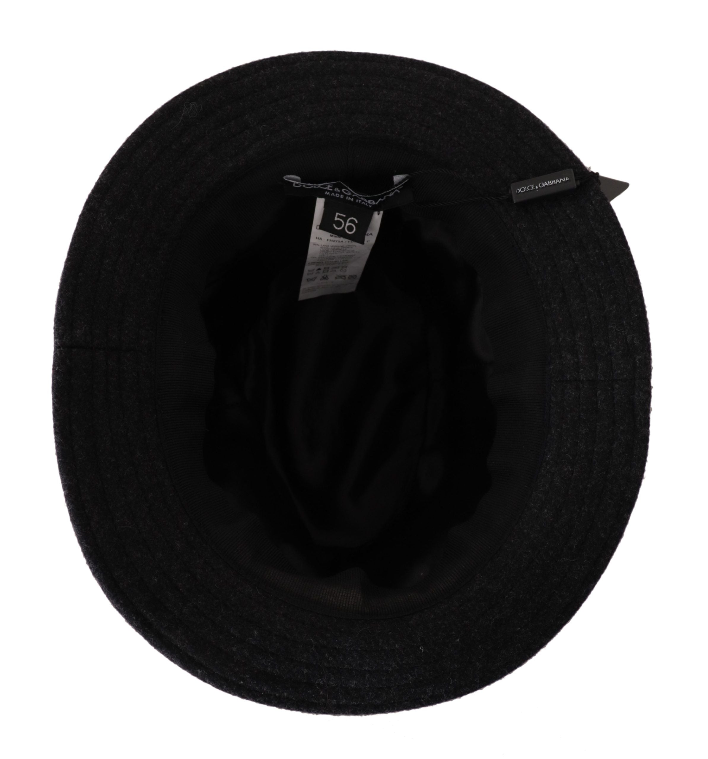 Šedý klobouk Fedora Trilby Cappello z virginské vlny s logem