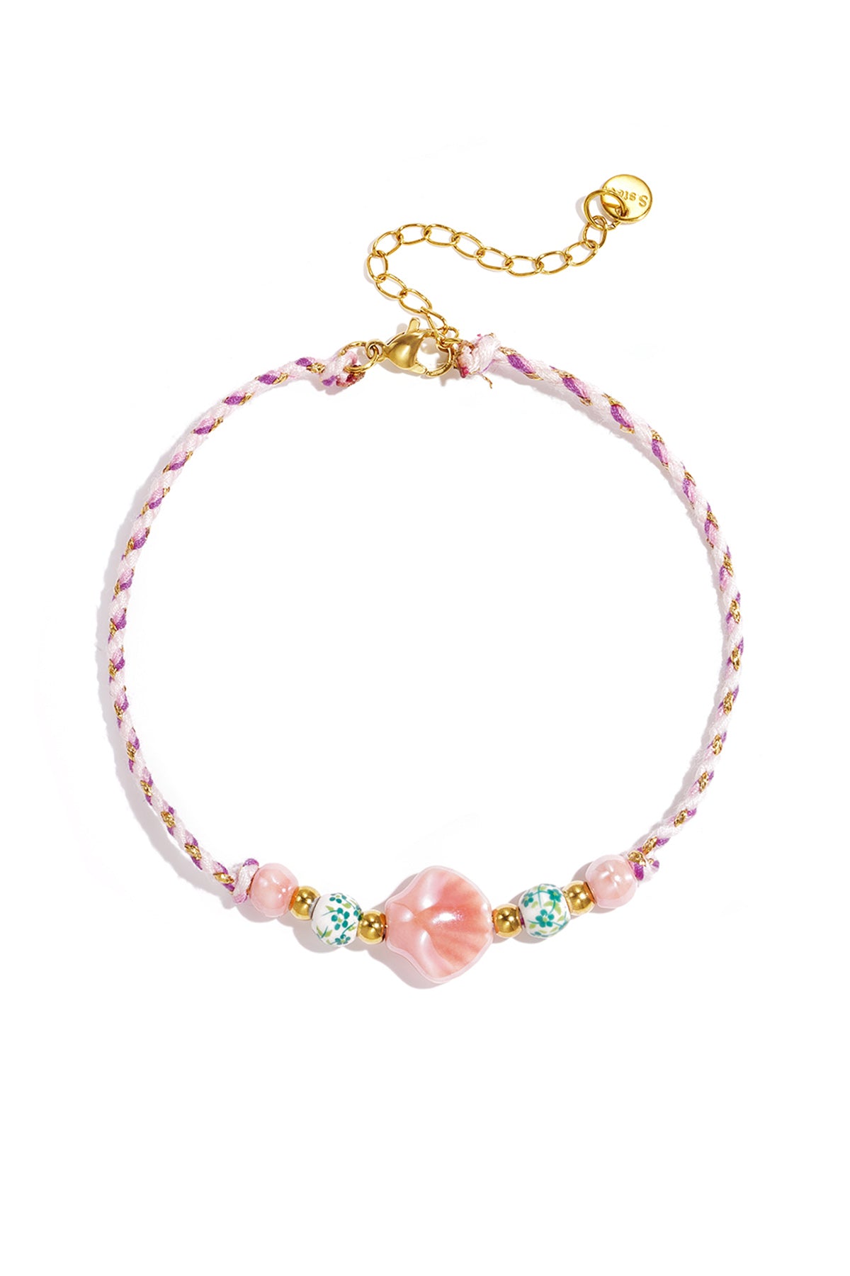 Rope anklet with shell and beads