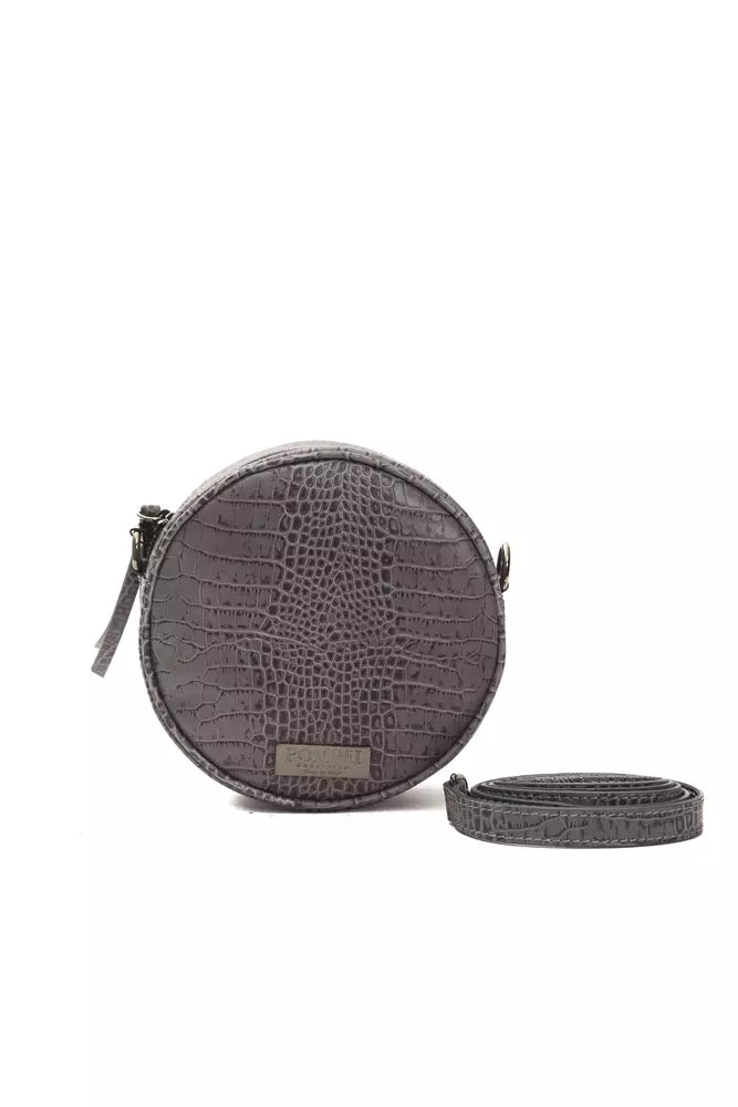 Šedá kožená dámská crossbody taška