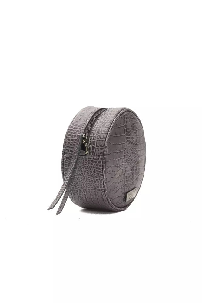 Šedá kožená dámská crossbody taška