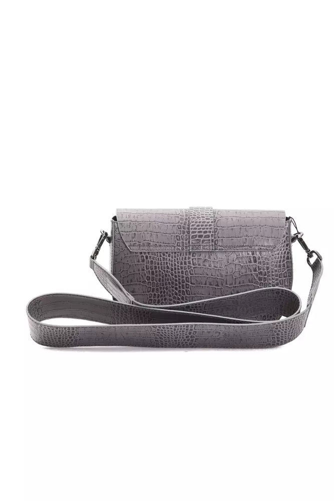 Šedá kožená dámská crossbody taška