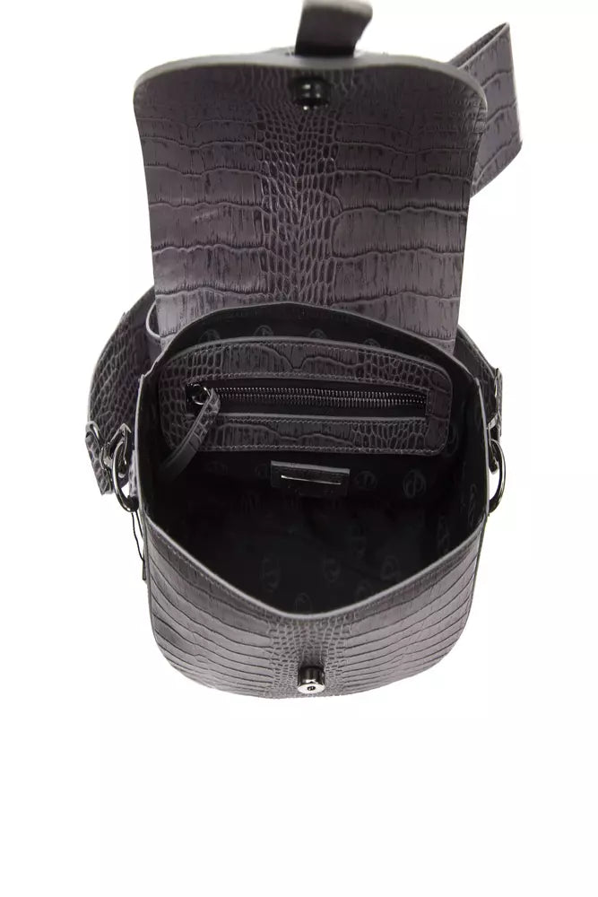 Šedá kožená dámská crossbody taška
