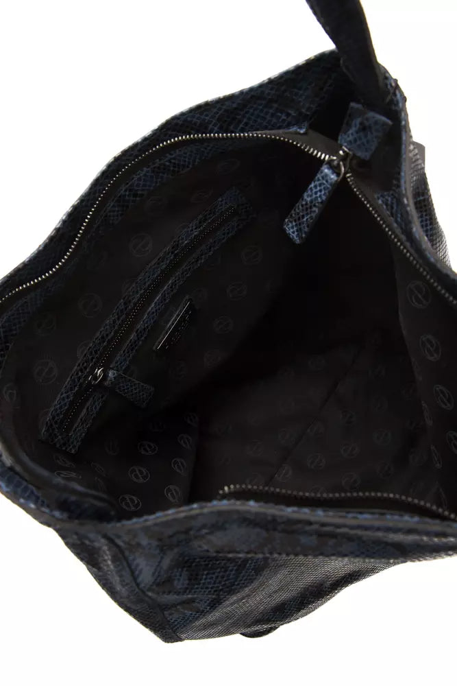 Modrá kožená dámská taška přes rameno