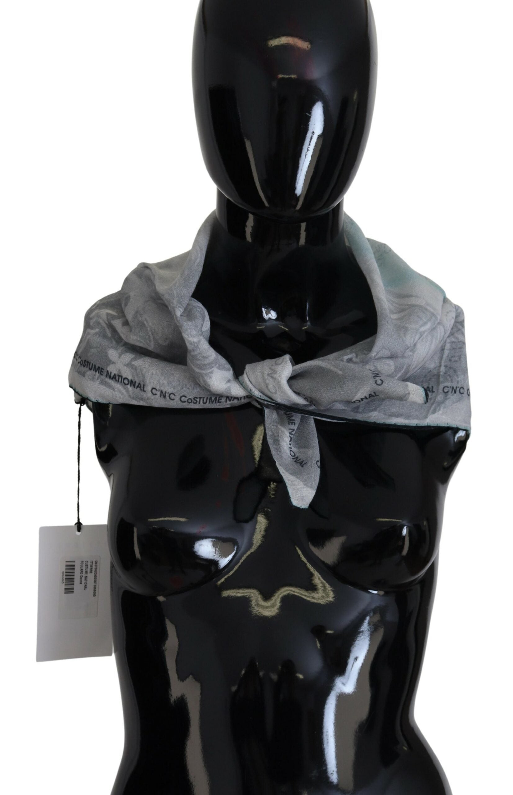 Šedý potisk šálu Foulard se značkou