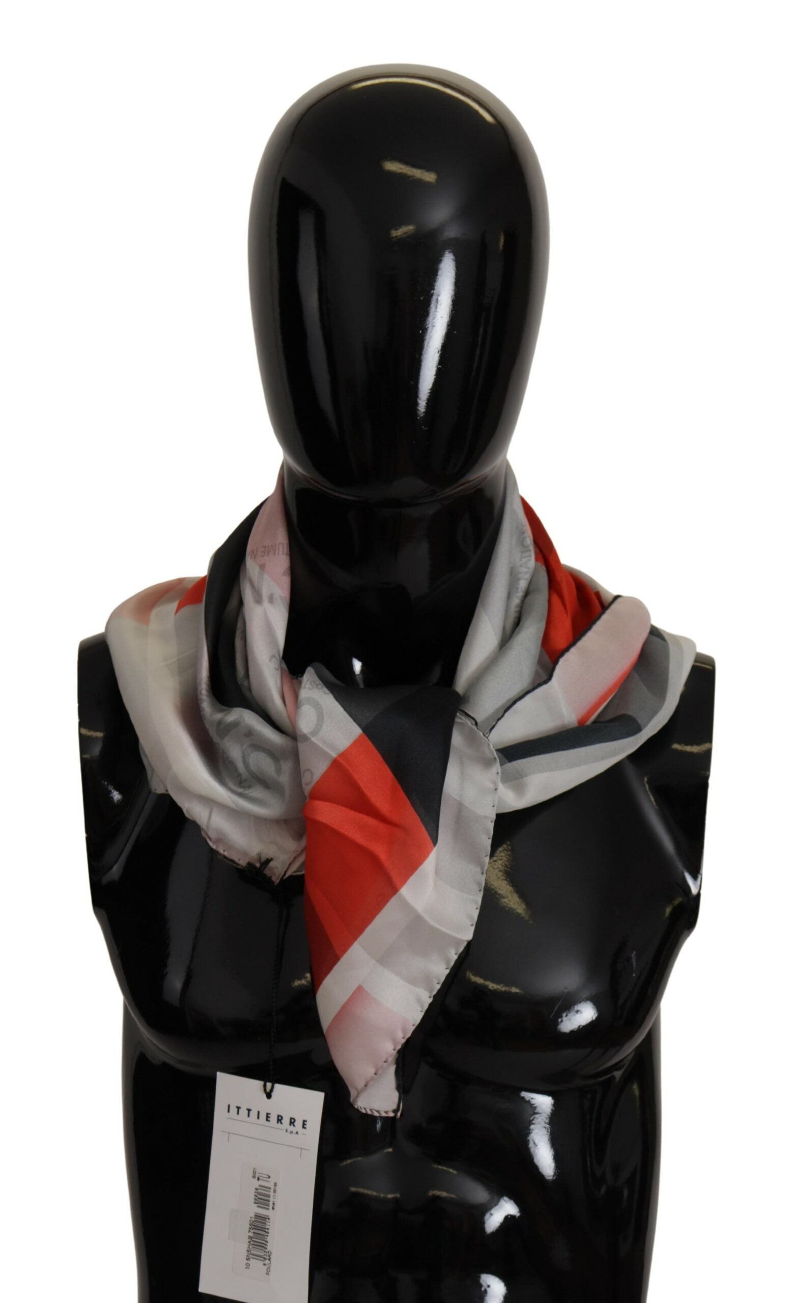 Šedočervený hedvábný šál Foulard Wrap