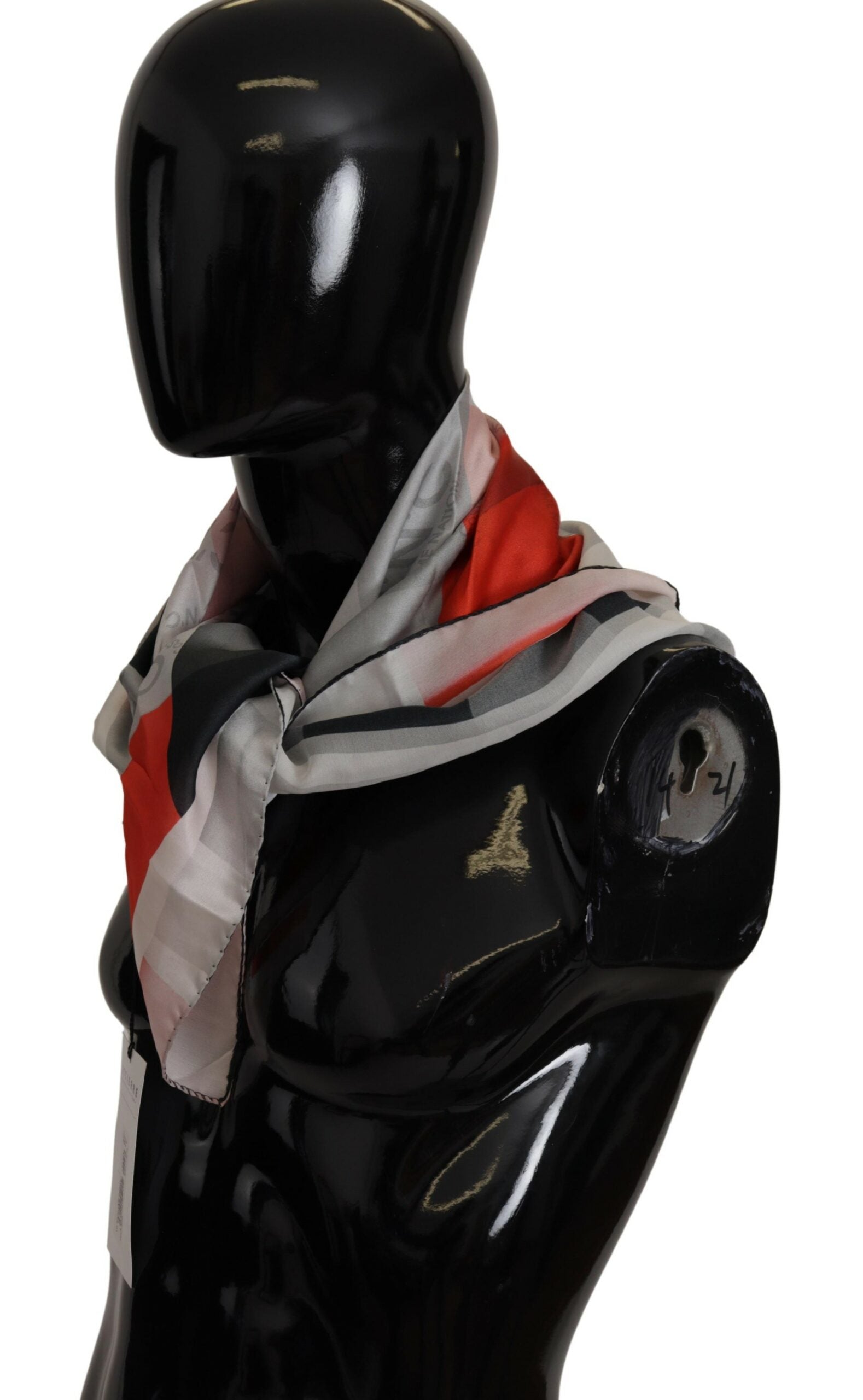 Šedočervený hedvábný šál Foulard Wrap