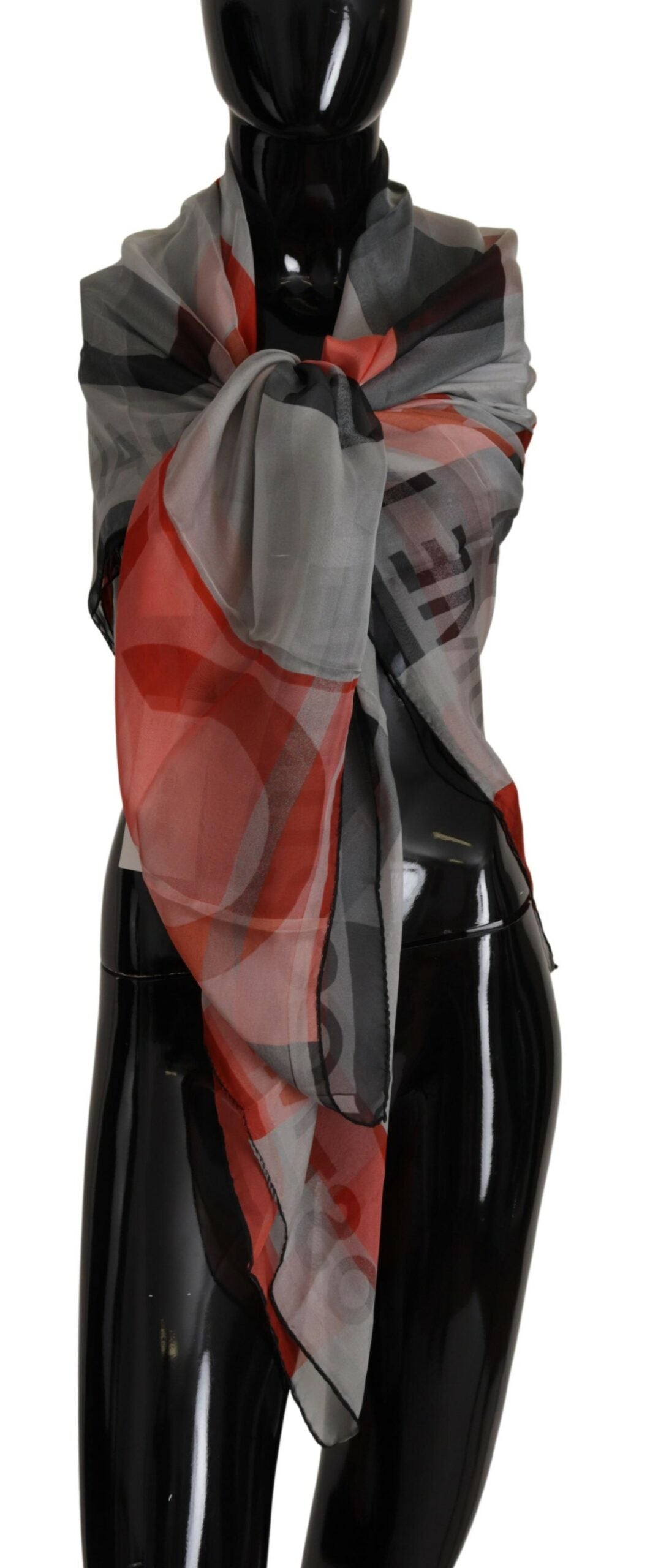 Šedočervený šál Foulard Wrap