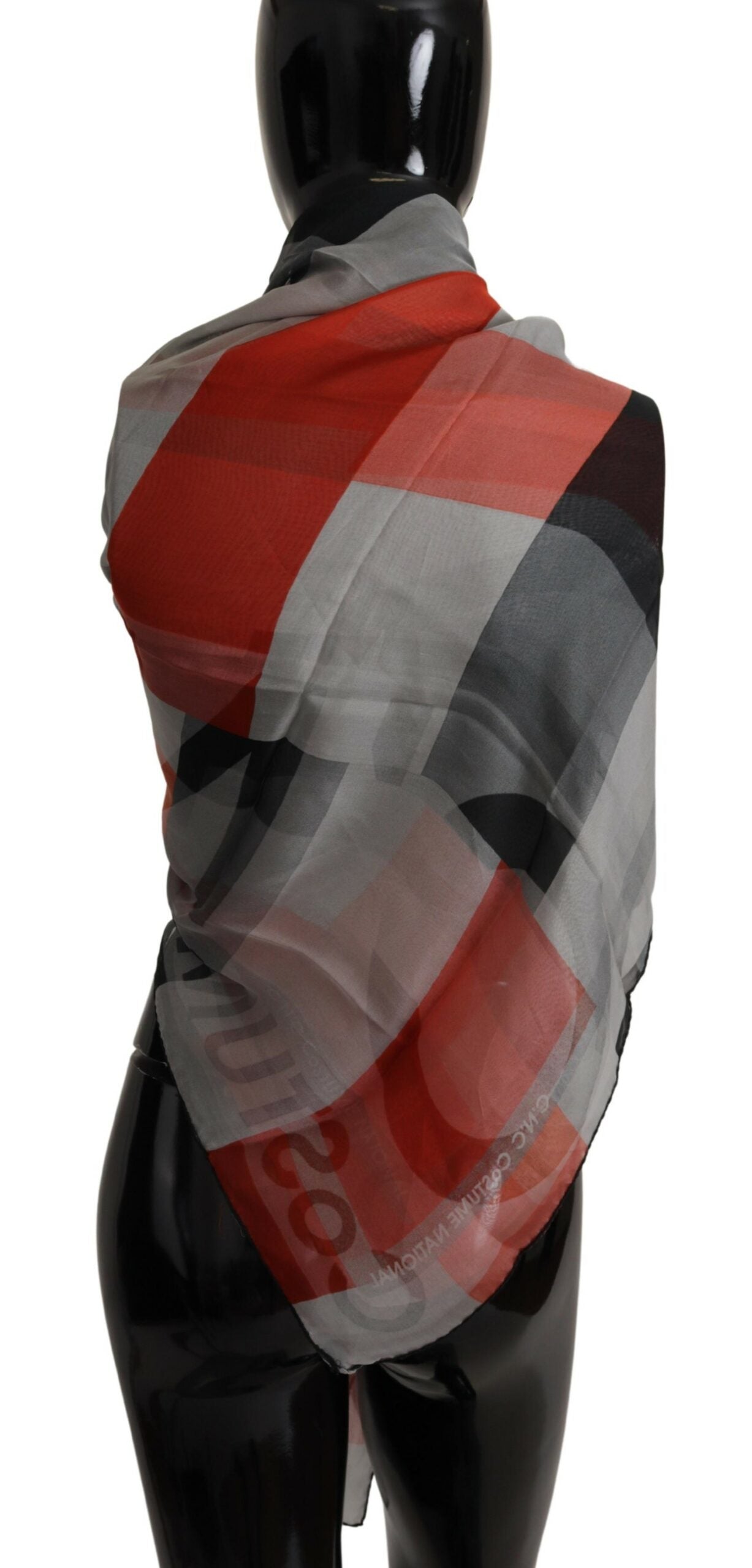 Šedočervený šál Foulard Wrap