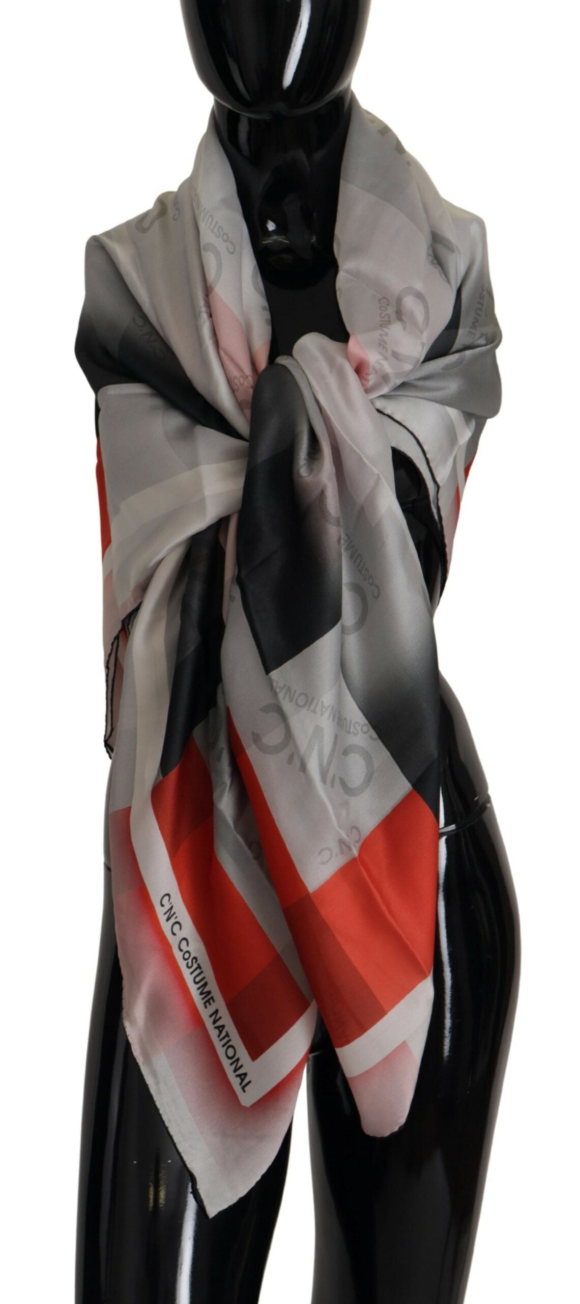 Šedočervený šál Foulard Wrap