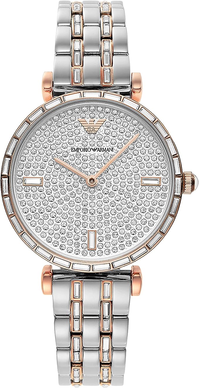 Elegantní dvoubarevné krystalové hodinky Pave
