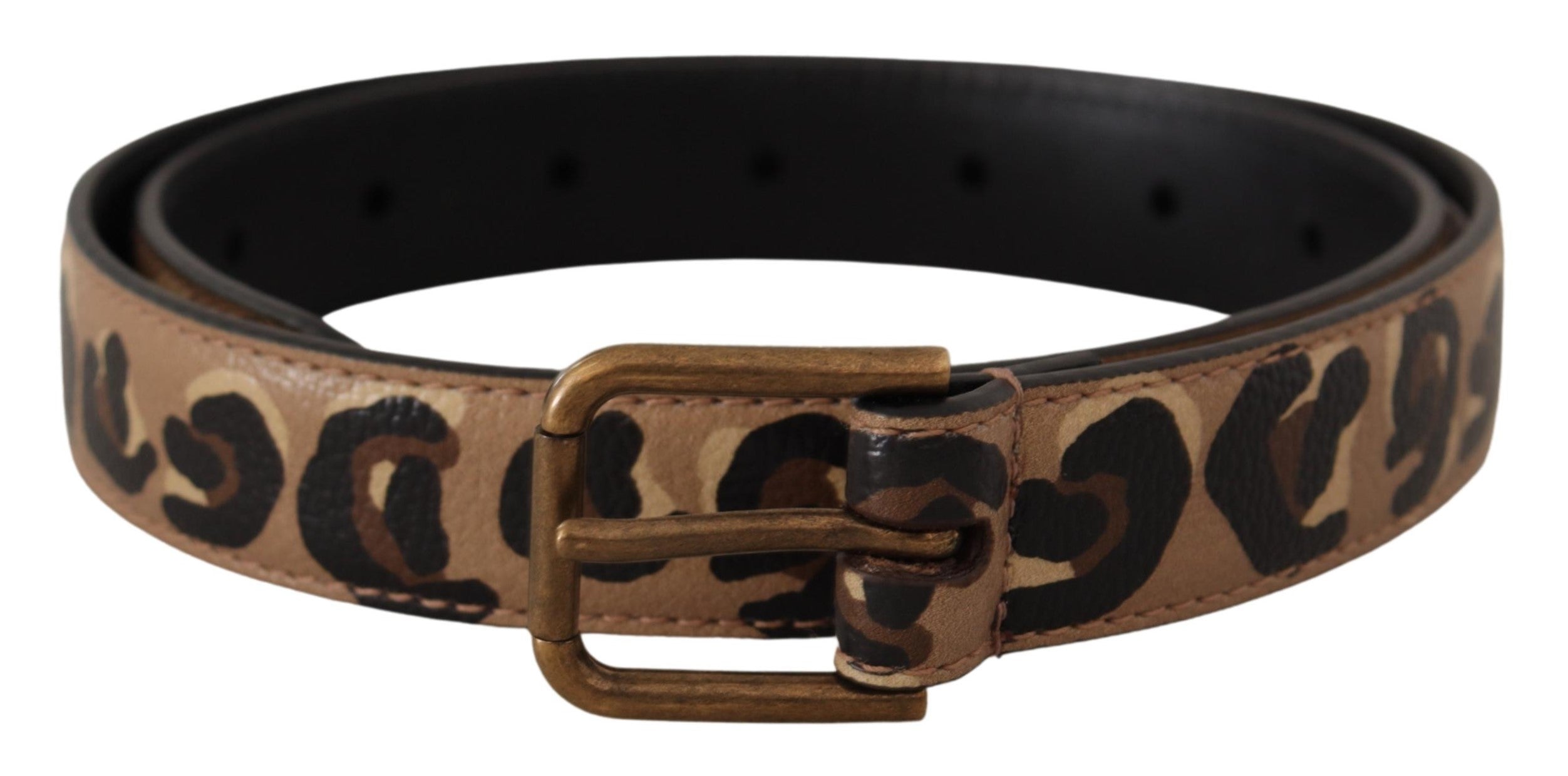 Hnědý leopardí pásek s kovovou přezkou v vintage stylu