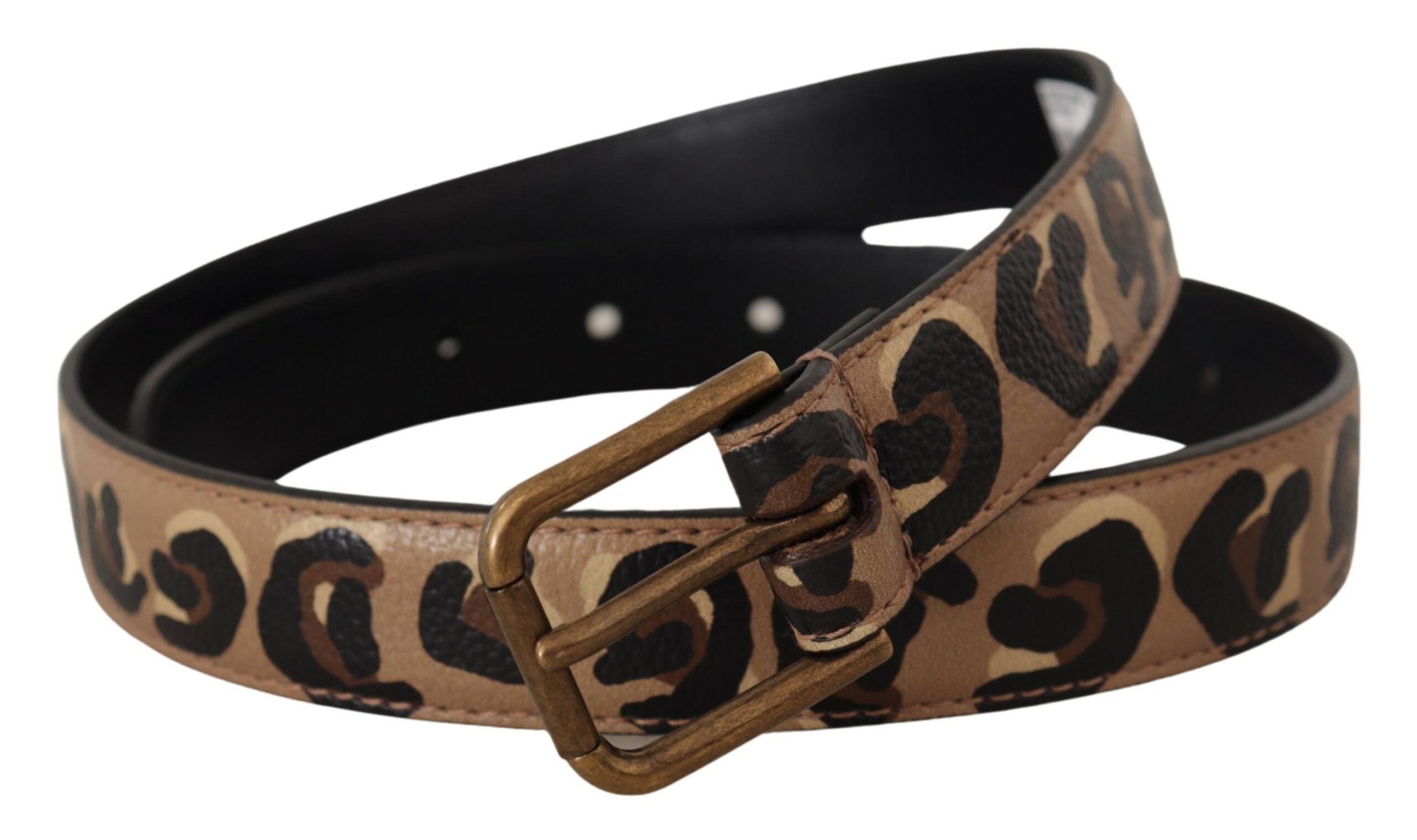 Hnědý leopardí pásek s kovovou přezkou v vintage stylu
