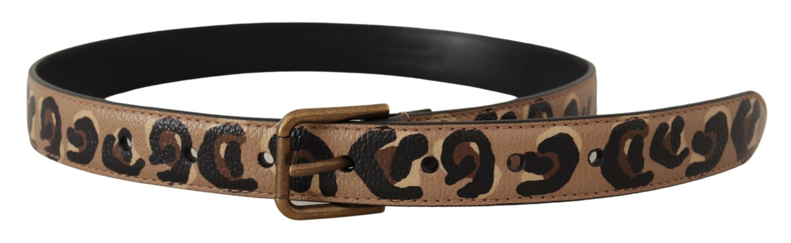 Hnědý leopardí pásek s kovovou přezkou v vintage stylu