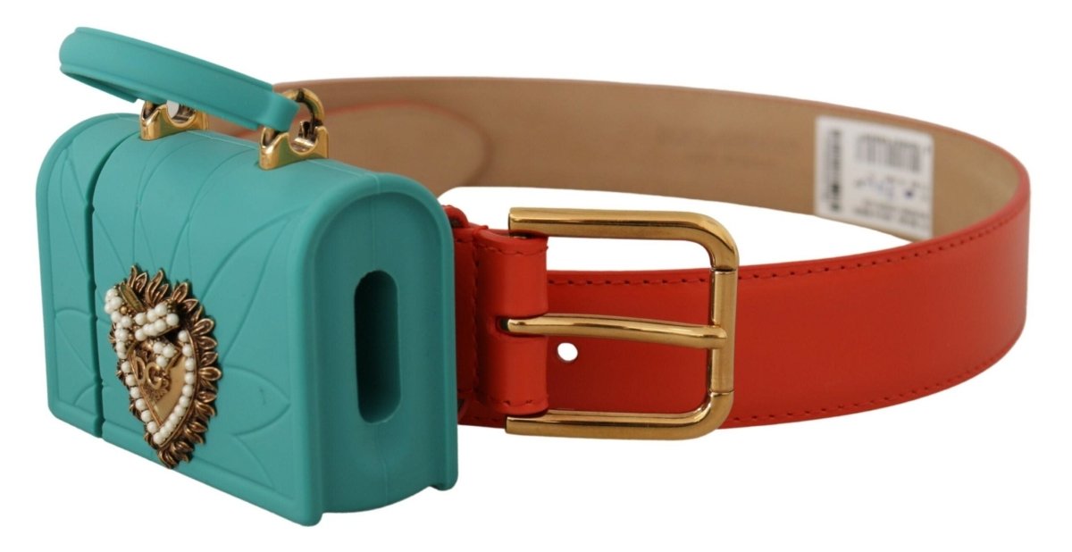 Orange Leather Devotion Heart Micro Bag Headphones Belt - styloora.cz