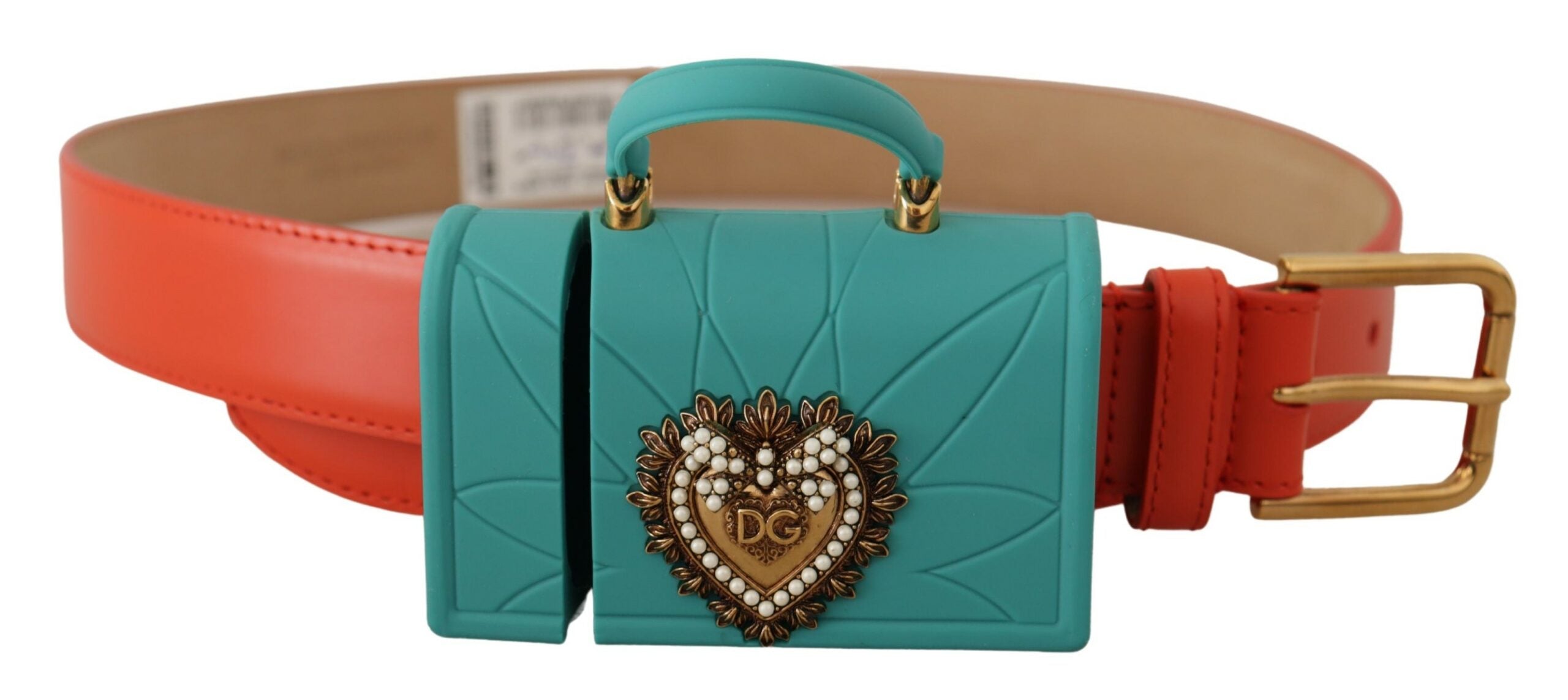 Oranžový kožený mikrobag Devotion Heart na sluchátka