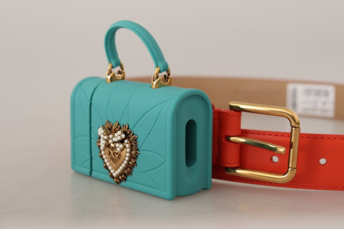 Orange Leather Devotion Heart Micro Bag Headphones Belt - styloora.cz