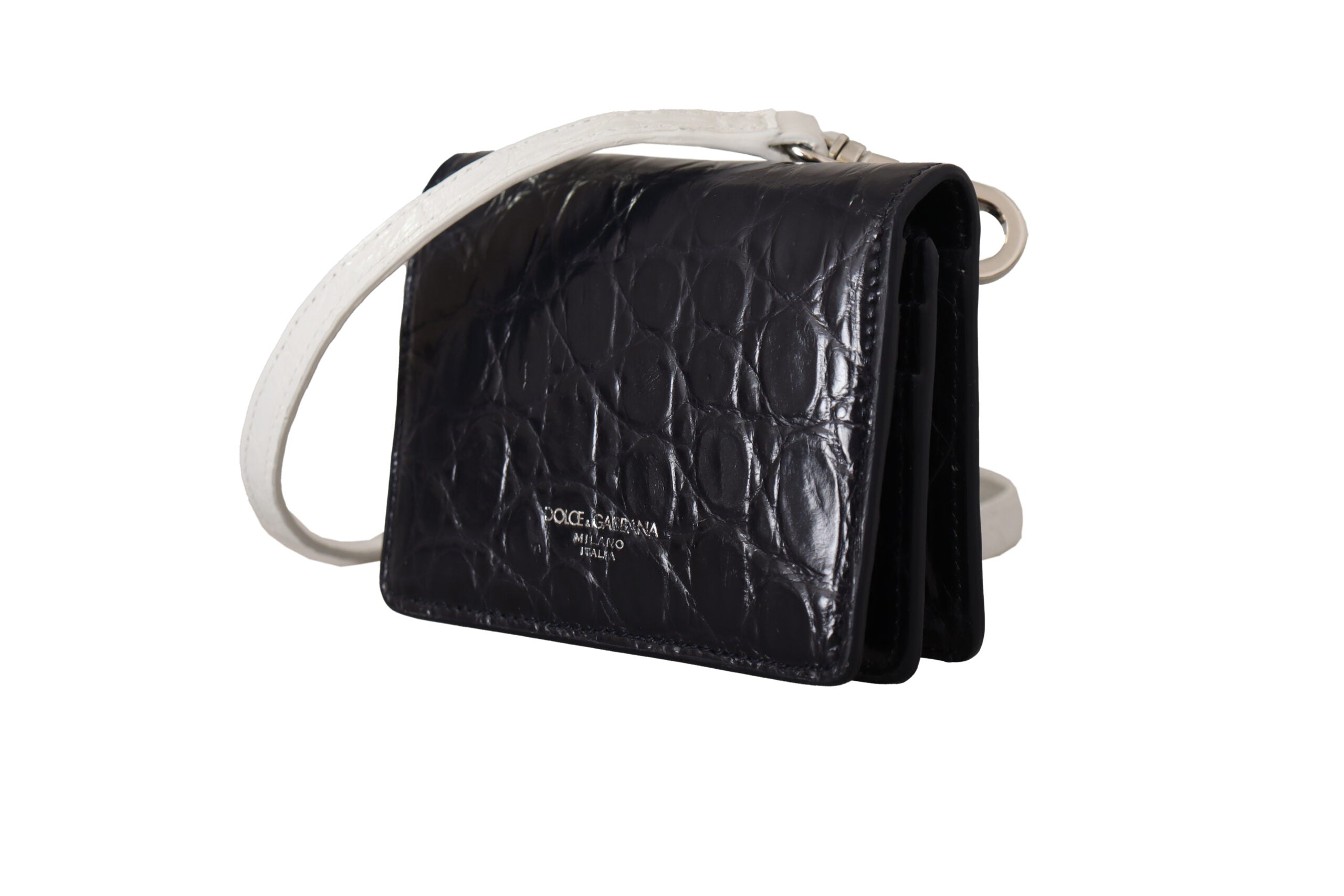 Kožená peněženka Caiman s modrým a bílým řemínkem a pouzdrem na karty