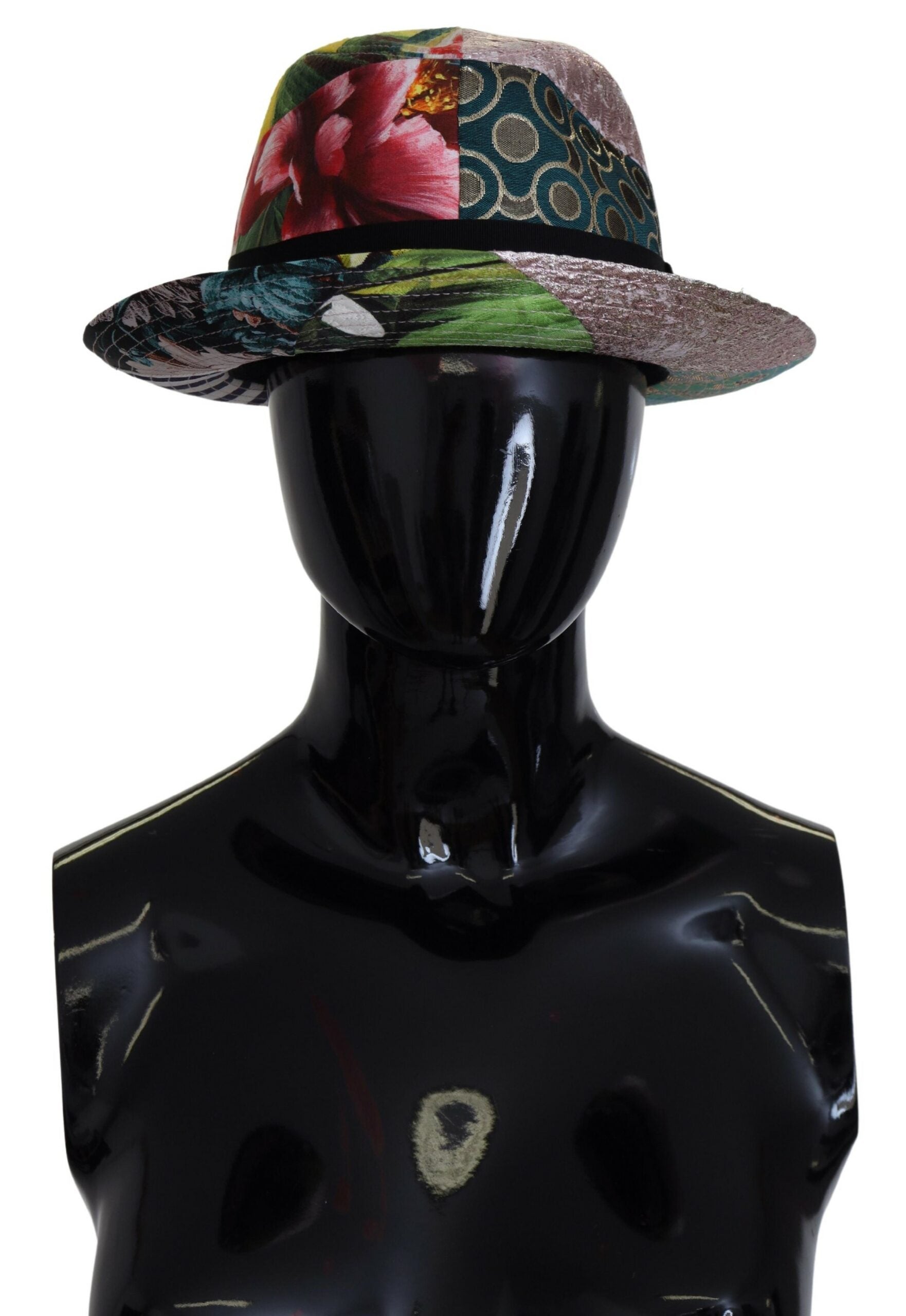 Dámský klobouk Fedora s širokým okrajem, vícebarevný, patchwork