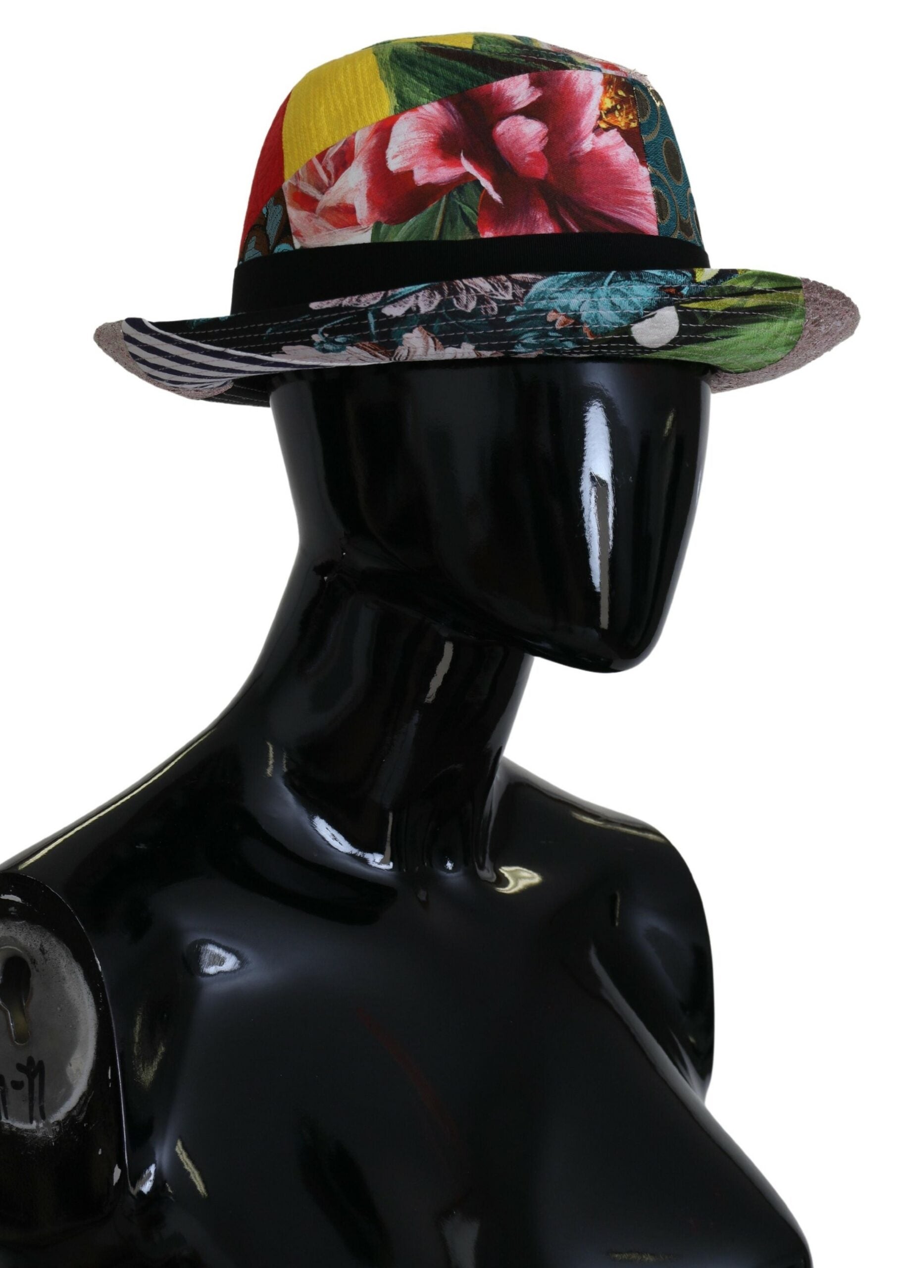 Dámský klobouk Fedora s širokým okrajem, vícebarevný, patchwork