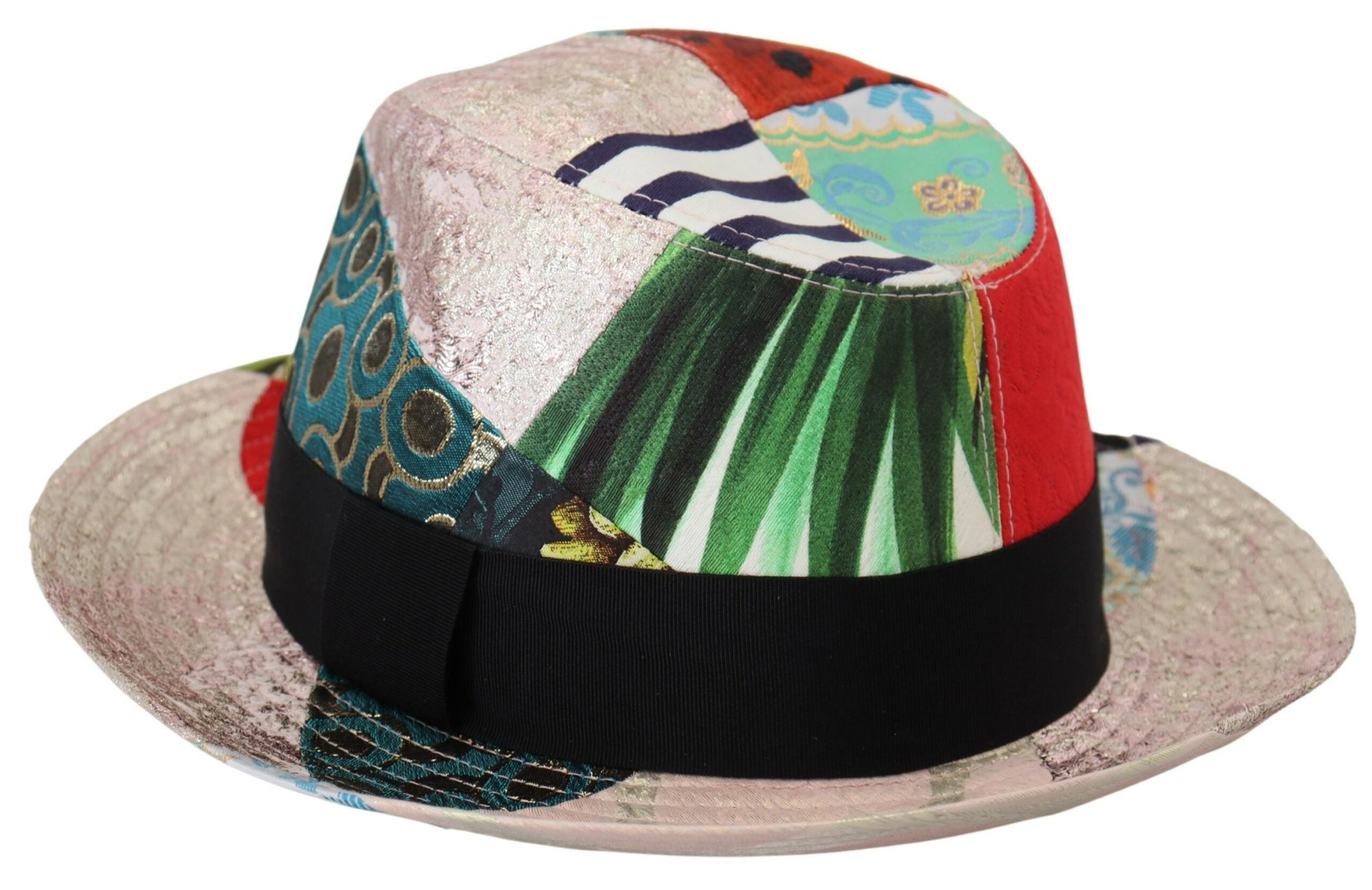 Dámský klobouk Fedora s širokým okrajem, vícebarevný, patchwork