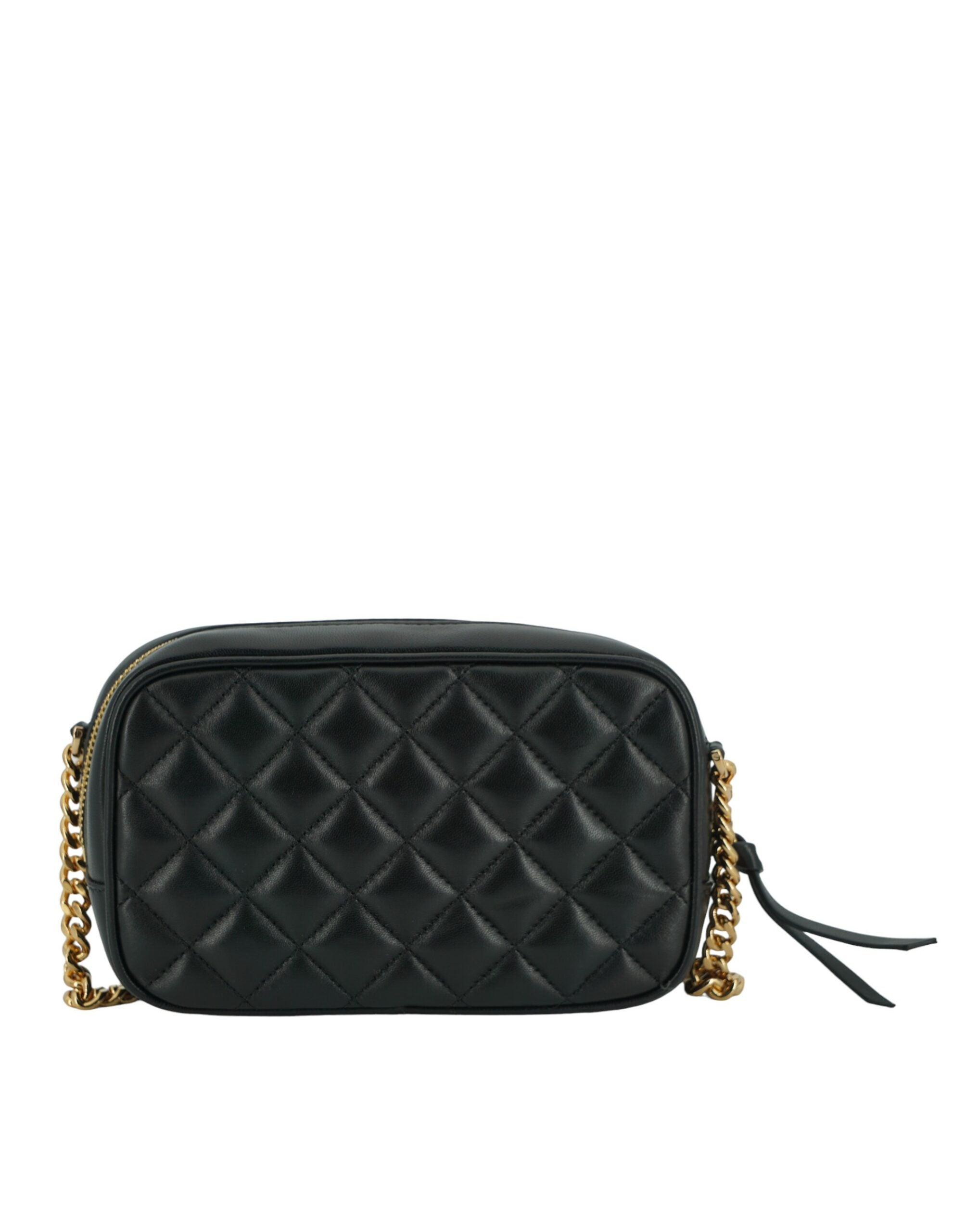 Elegantní malá černá kožená crossbody kabelka