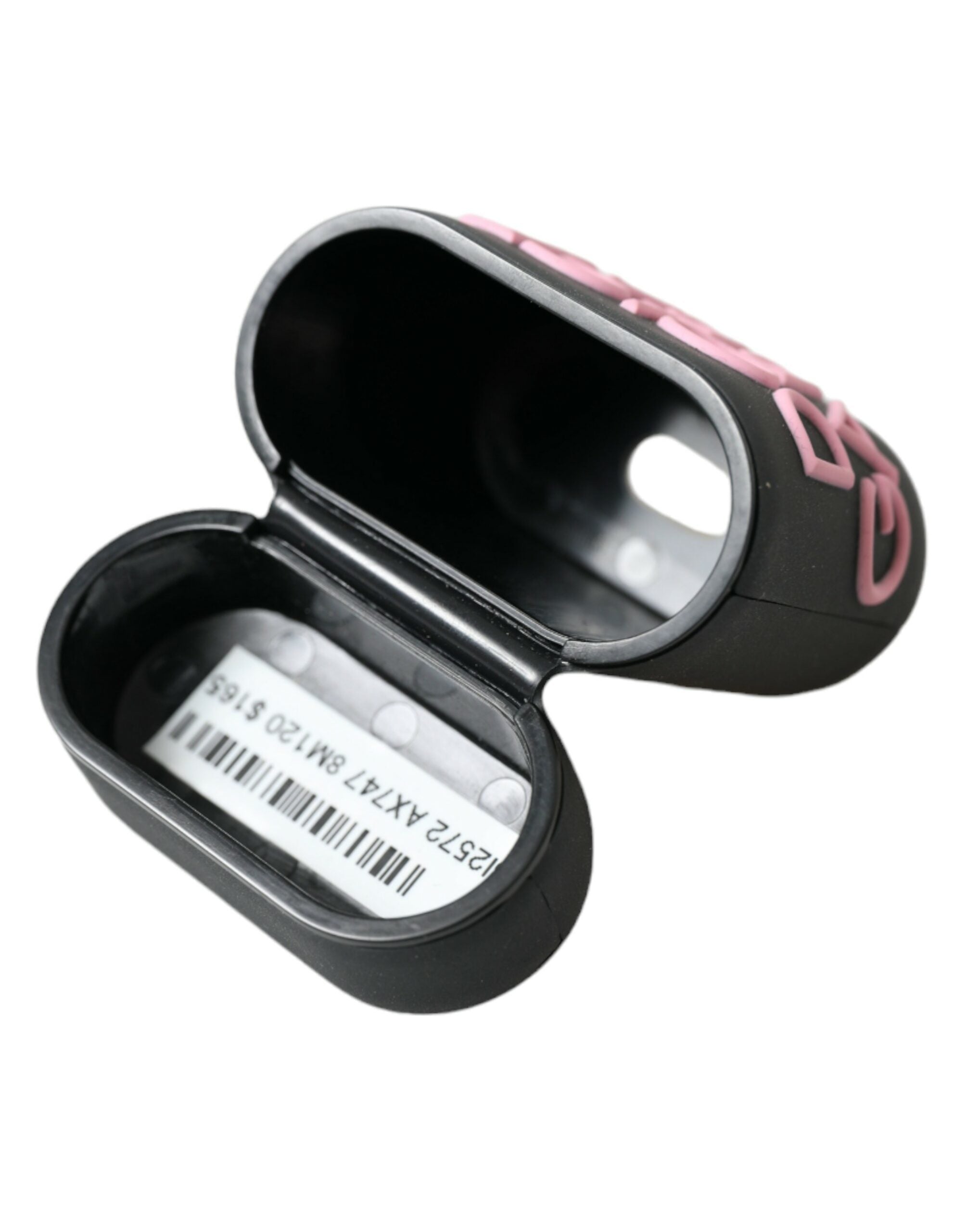 Černo-růžový silikonový kryt s reliéfním logem pro Airpods