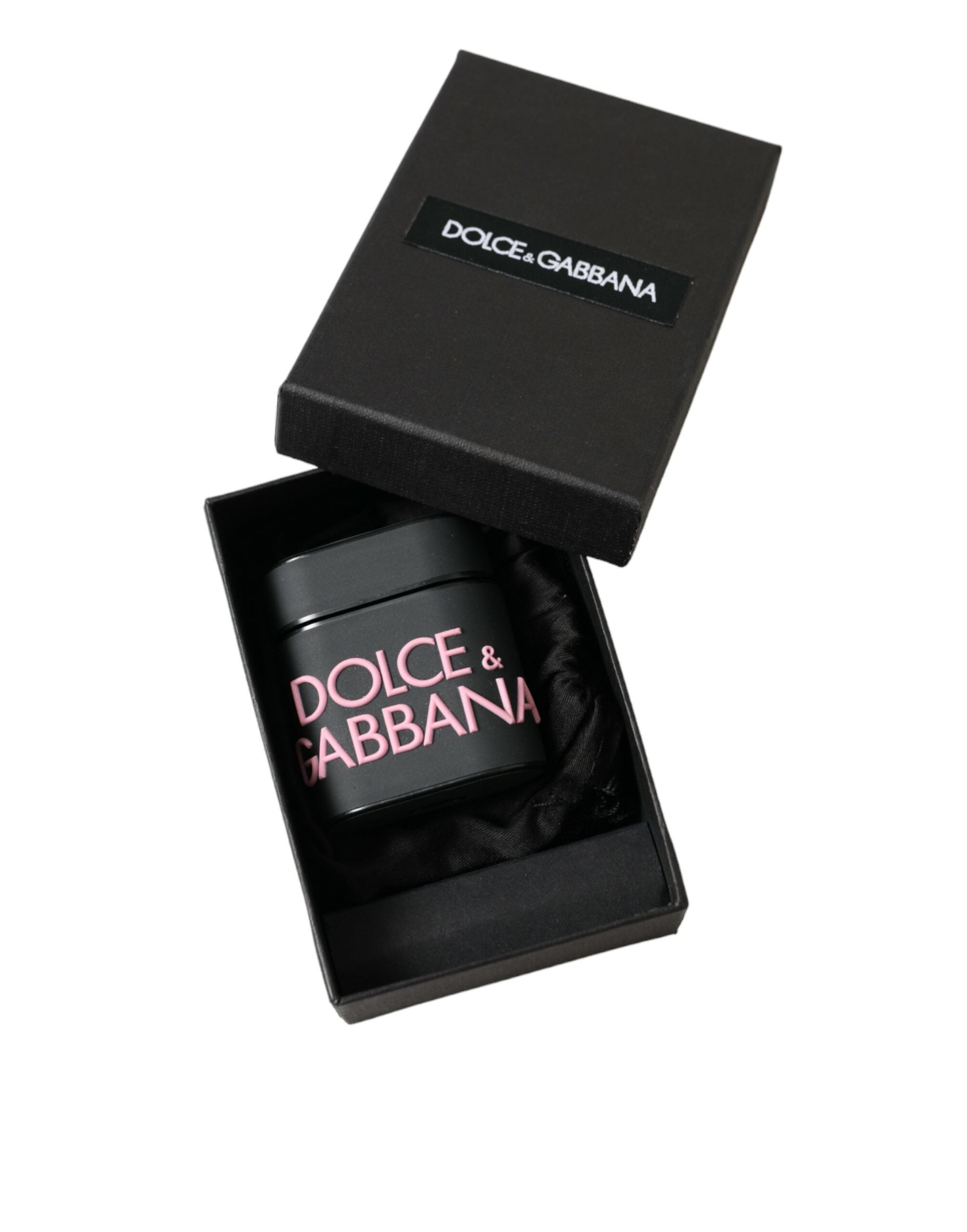 Černo-růžový silikonový kryt s reliéfním logem pro Airpods