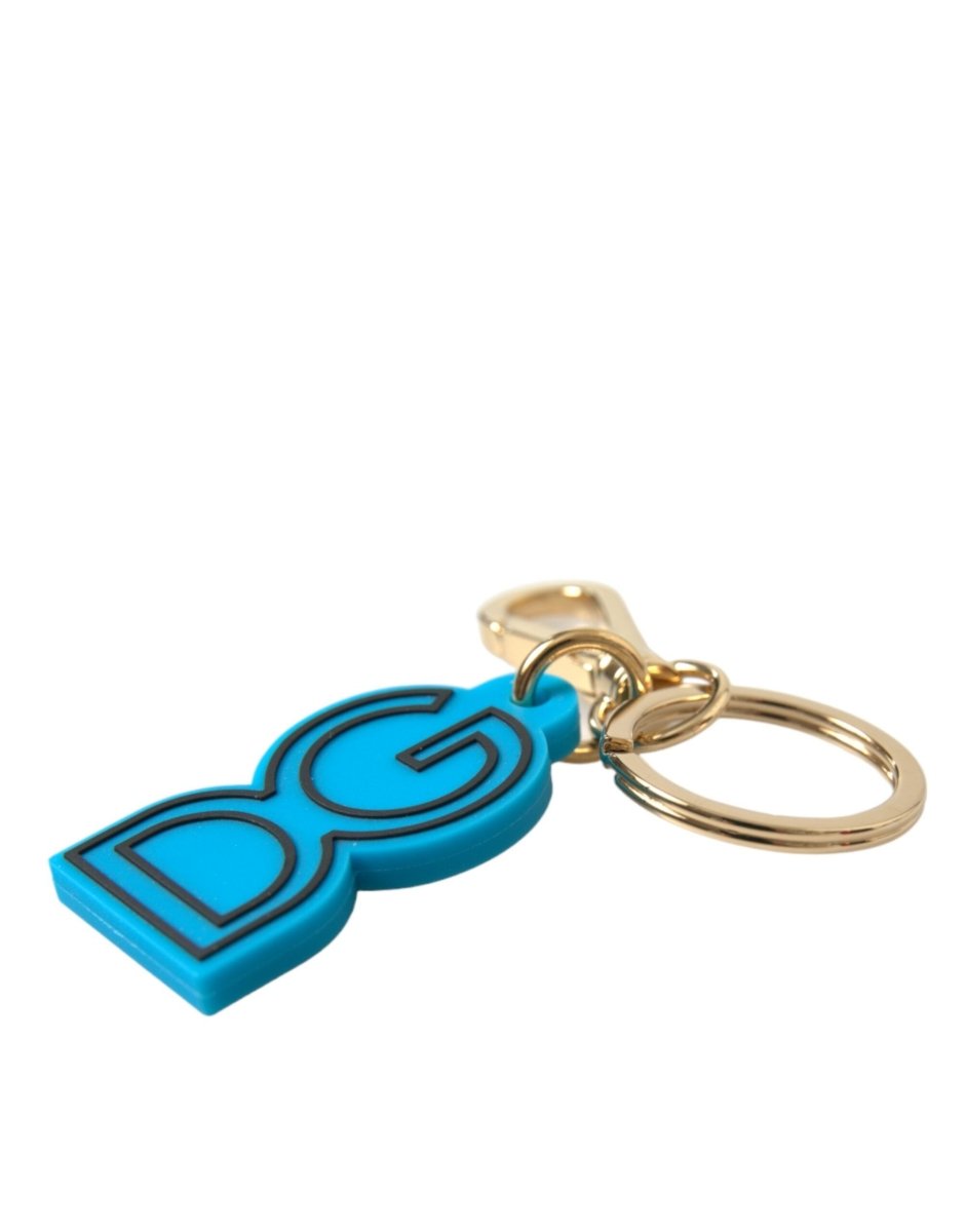 Blue Rubber Gold Tone Metal DG Logo Keyring Keychain - styloora.cz