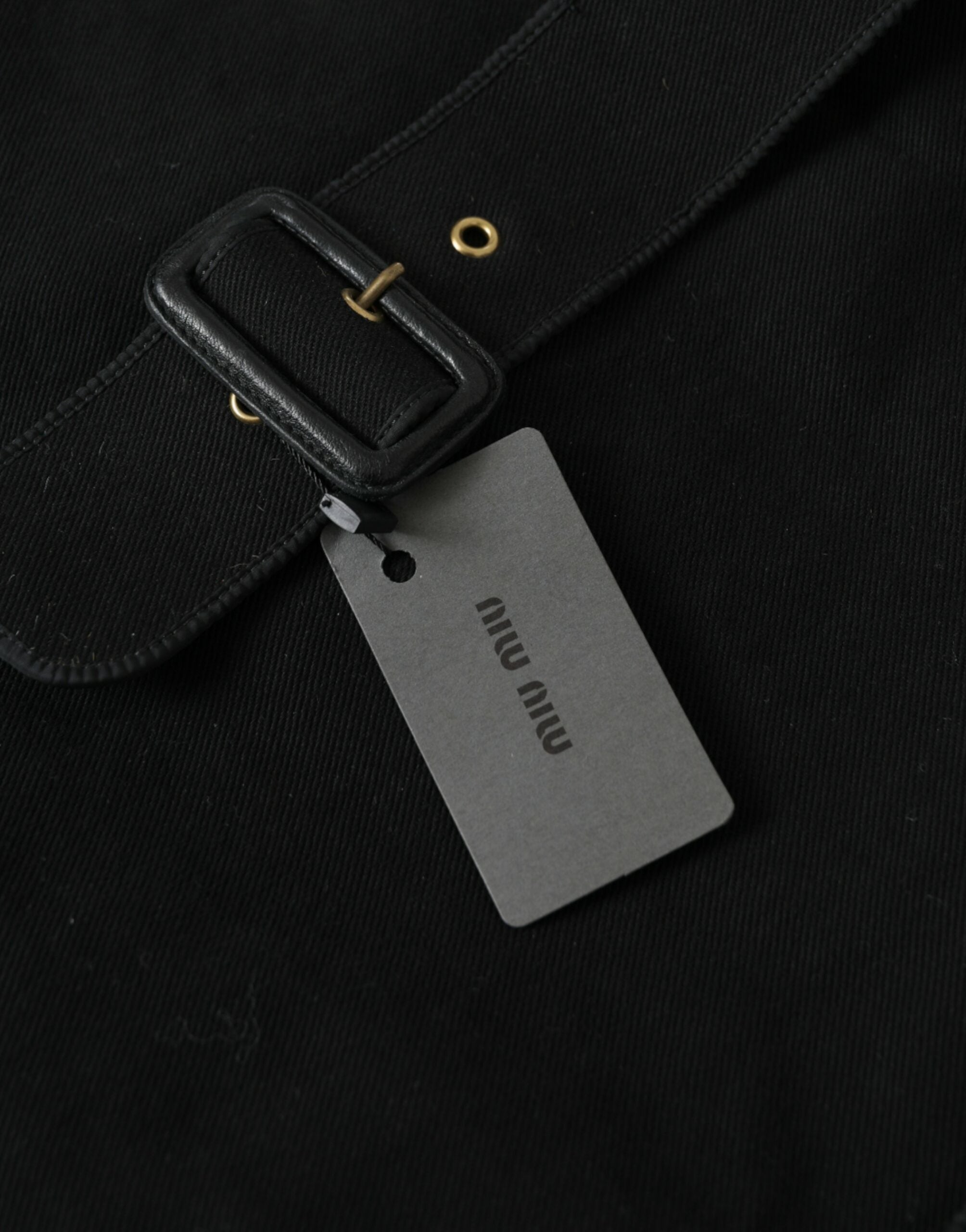 Black Canvas Denim Logo Shoulder Tote Shopping Bag