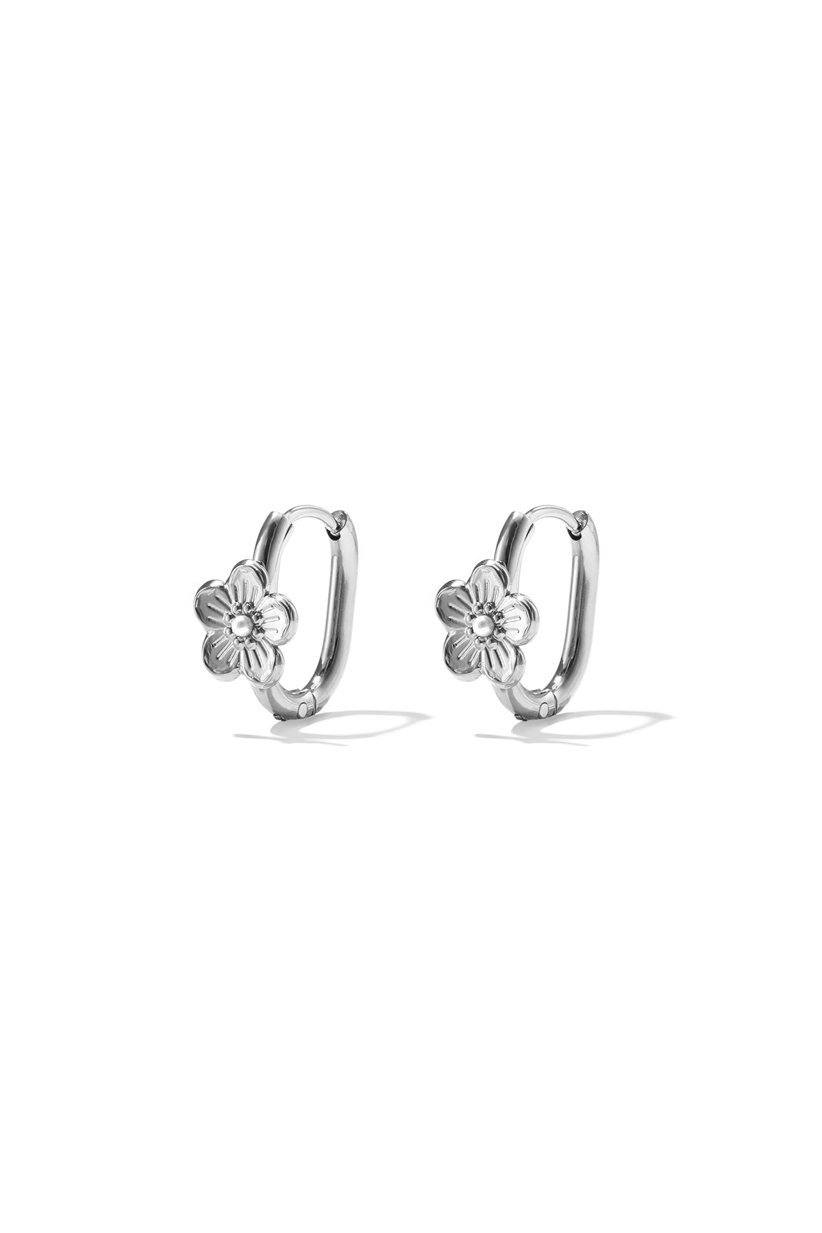 Stainless Steel Hoop Earrings Flower Simple Daily Simple Series Women's jewelry