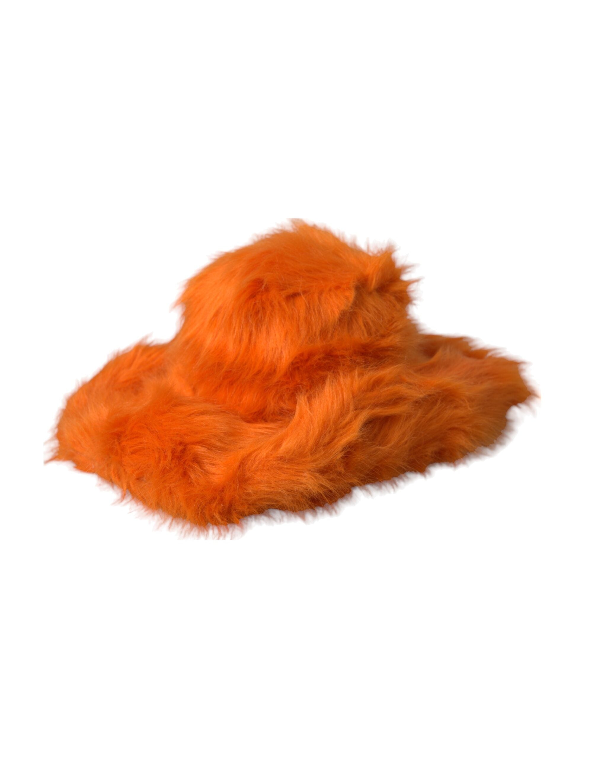 Oranžový polyesterový fedora klobouk z umělé kožešiny