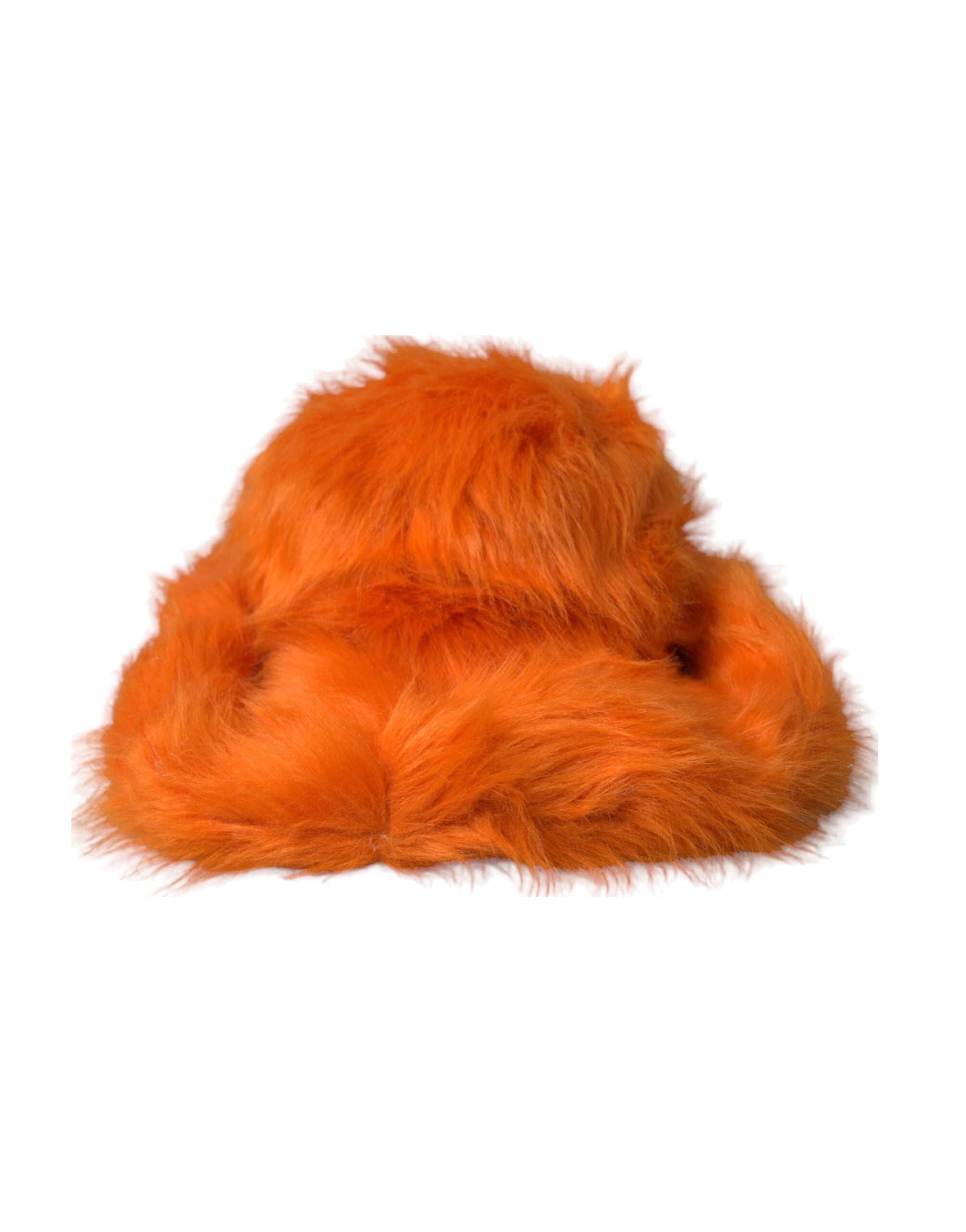 Oranžový polyesterový fedora klobouk z umělé kožešiny