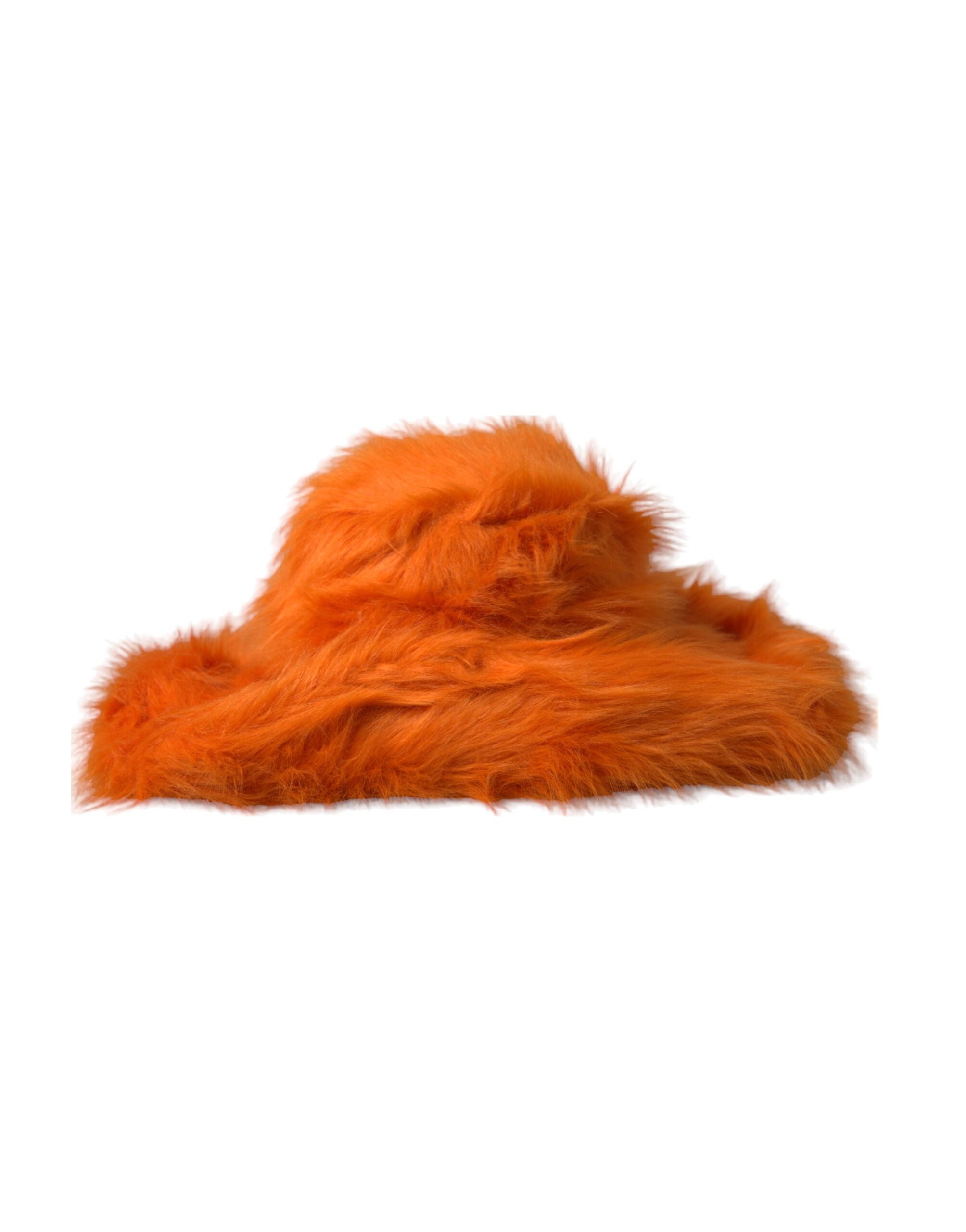 Oranžový polyesterový fedora klobouk z umělé kožešiny