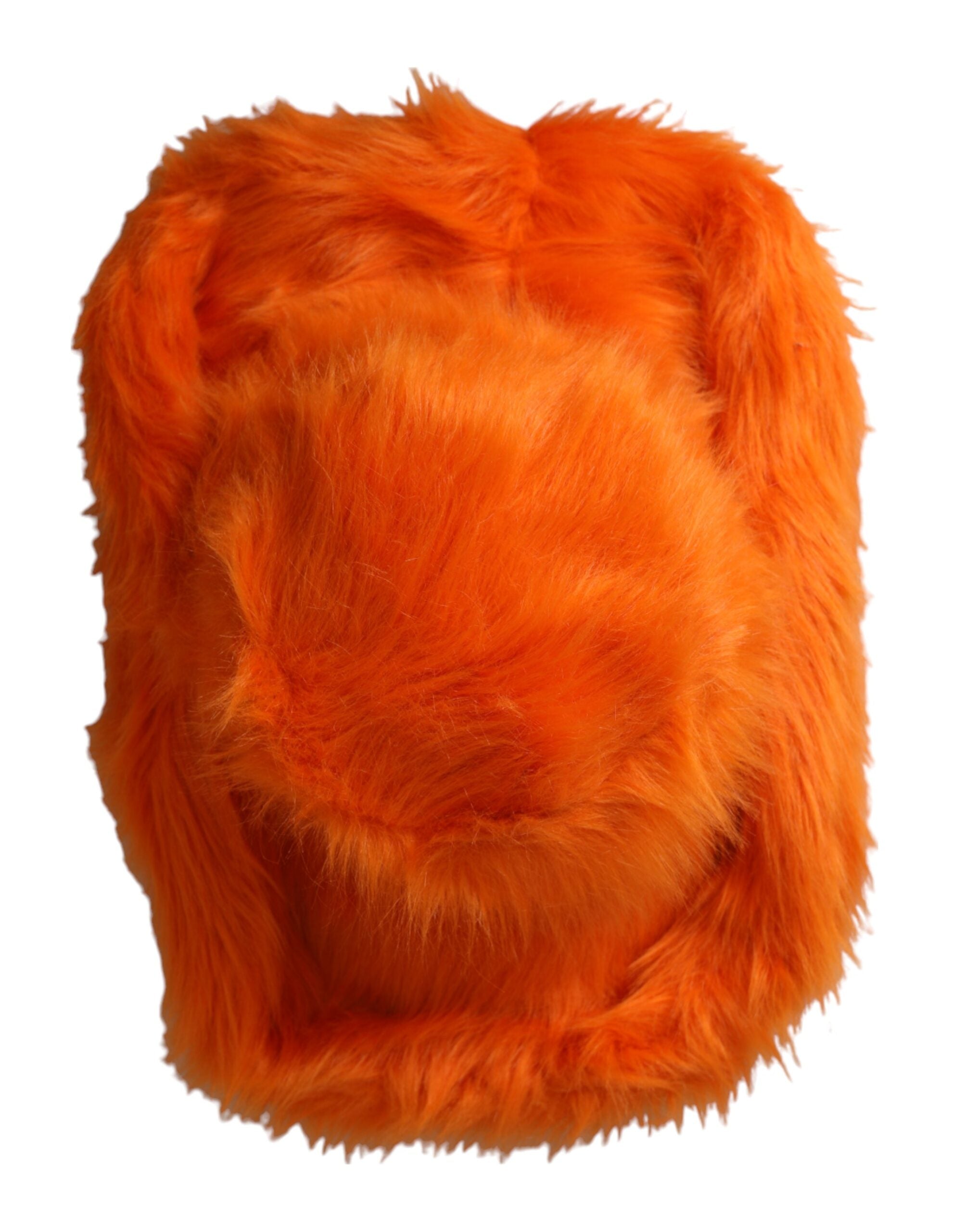 Oranžový polyesterový fedora klobouk z umělé kožešiny