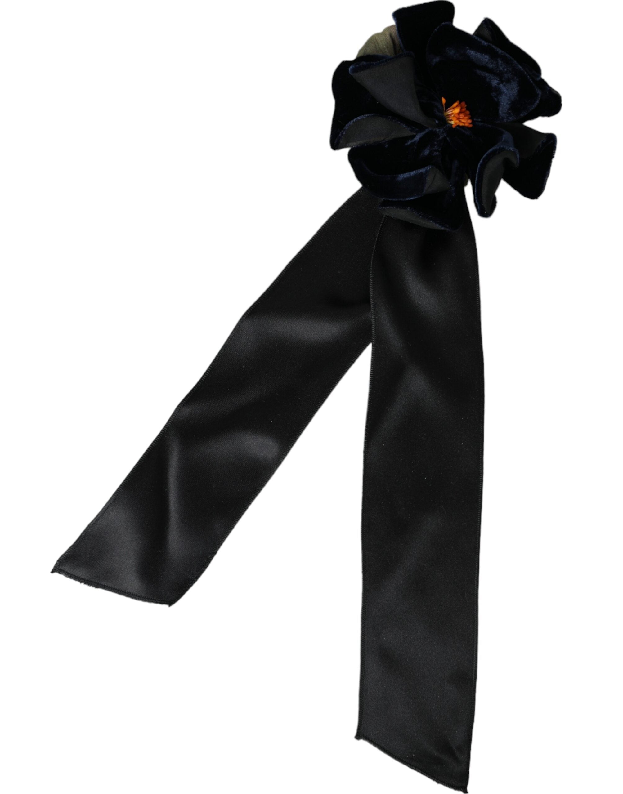 Černo-hedvábná zlatá mosazná květinová brož do vlasů