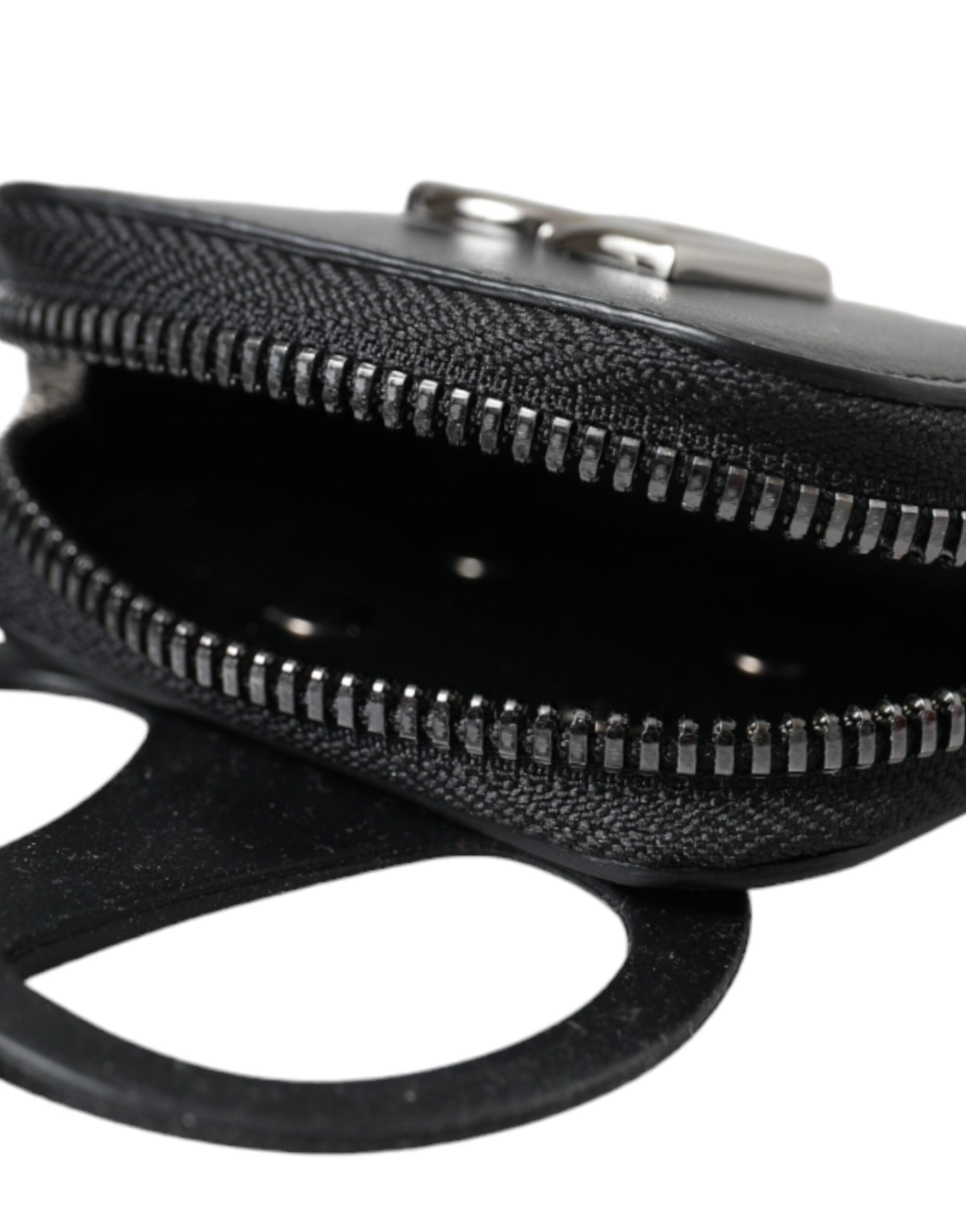 Černá telecí kožená peněženka s logem DG a šňůrkou na mince