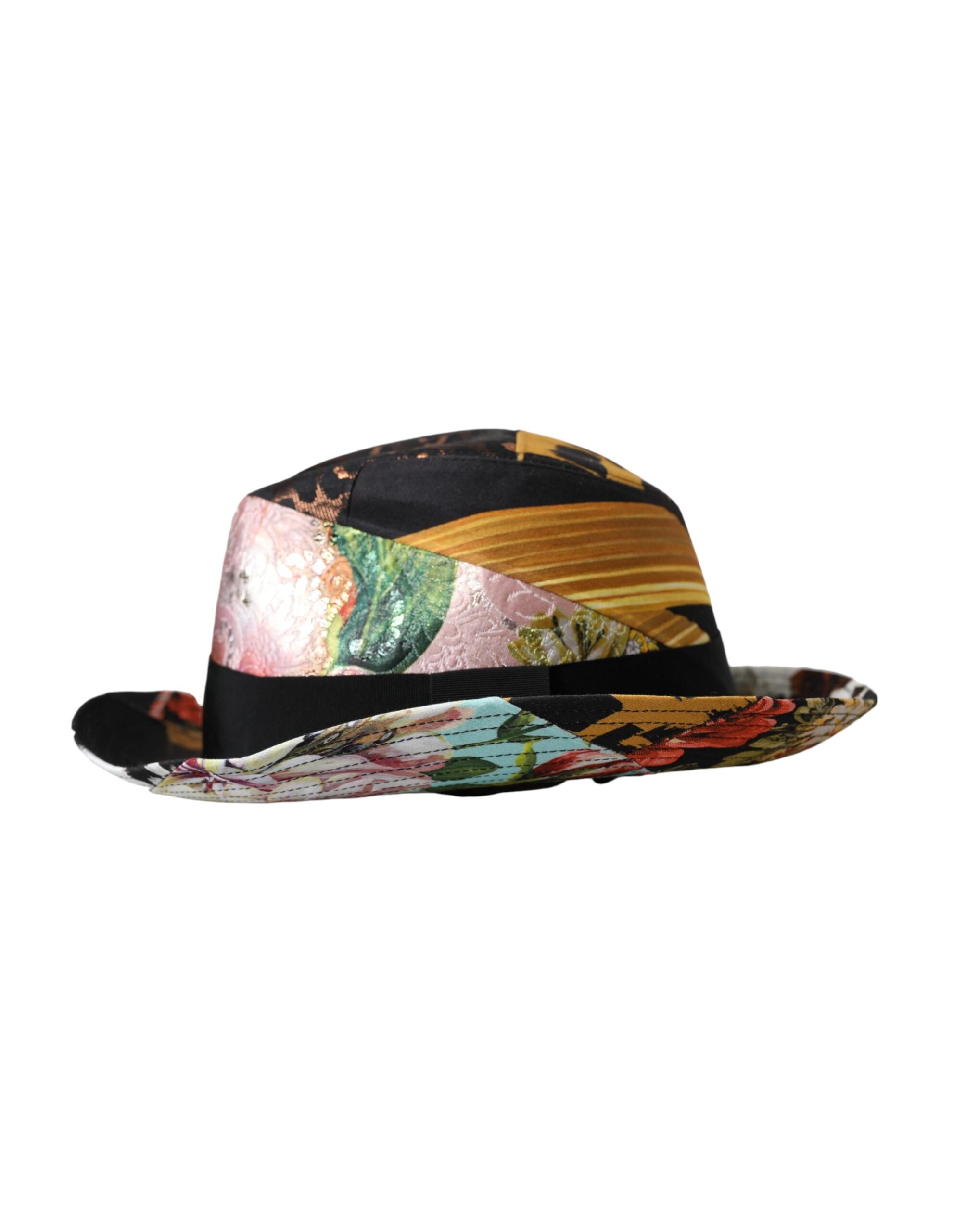 Dámský klobouk Fedora s širokým okrajem, vícebarevný, patchwork