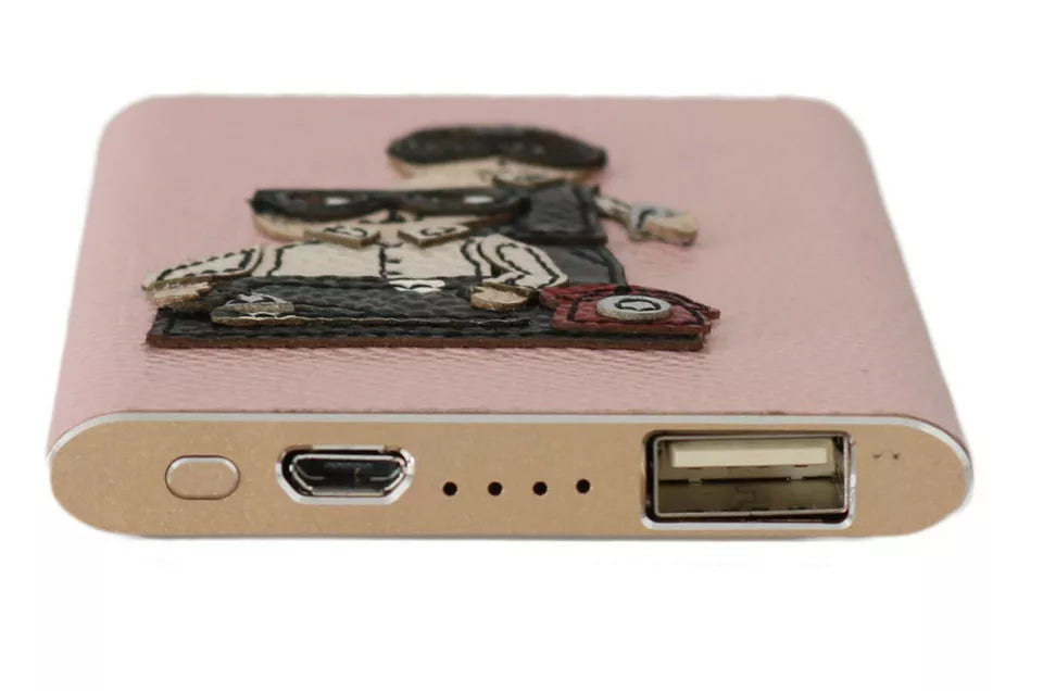 Nabíječka USB růžová kožená #DGFAMILY powerbanka