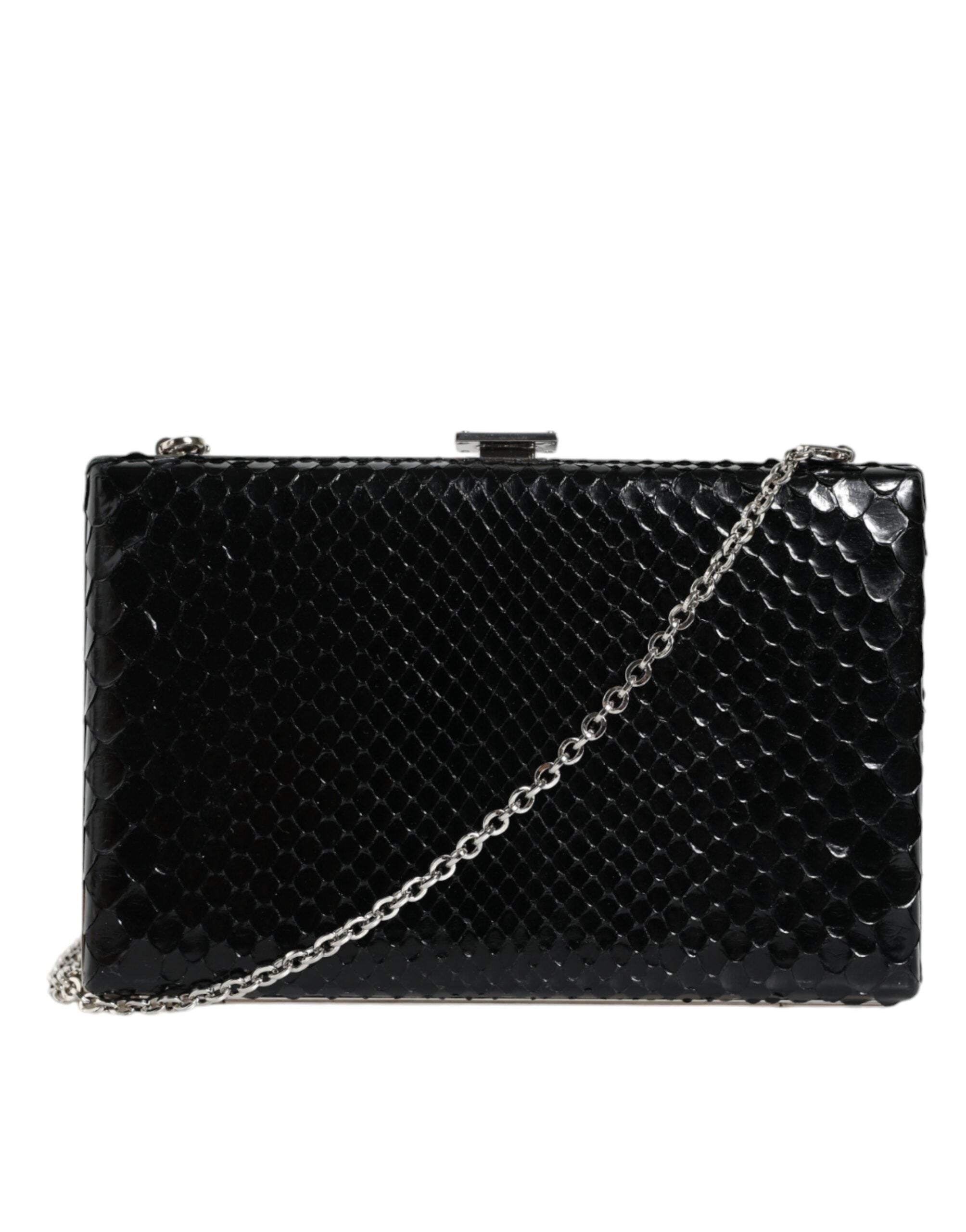Černá kožená mini kabelka crossbody se stříbrným rámem