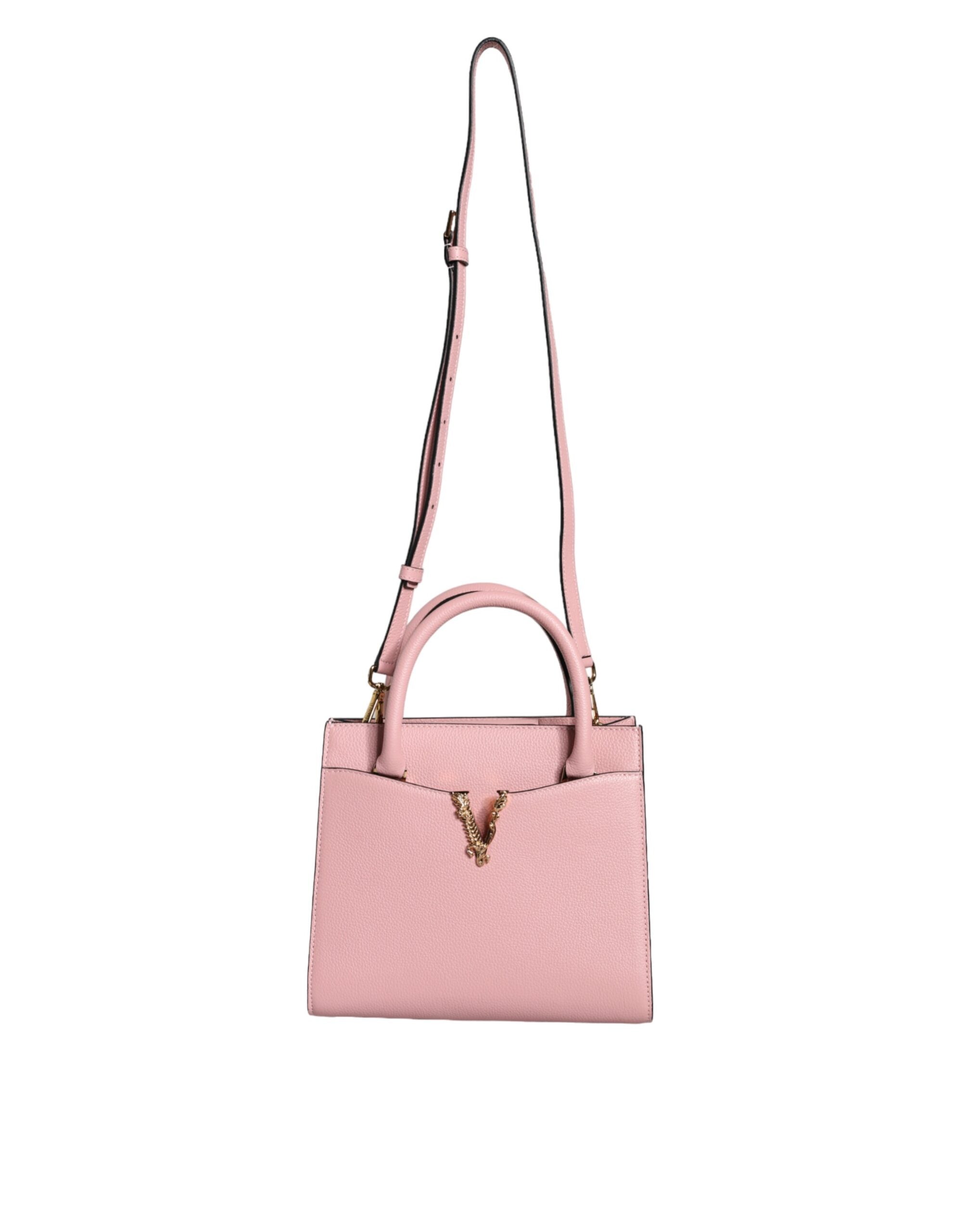 Růžová malá kabelka crossbody z telecí kůže s horním uchem