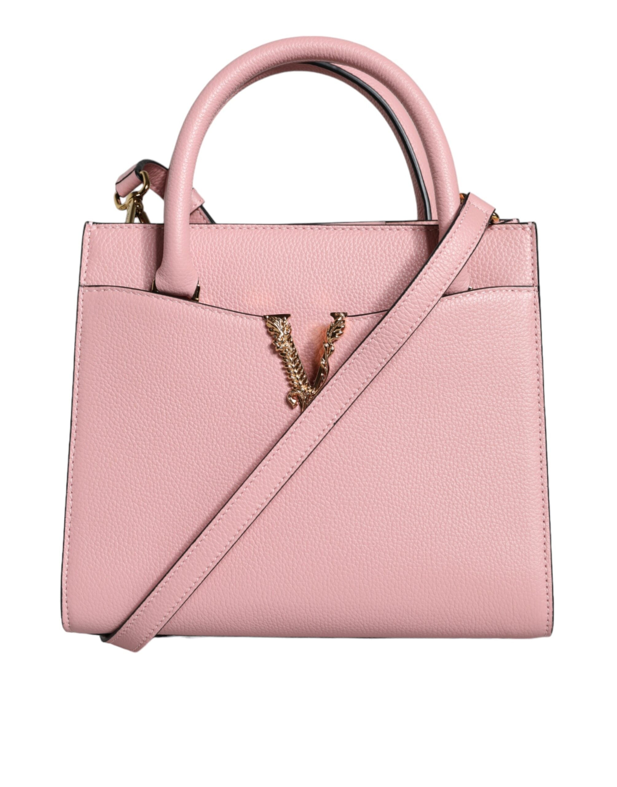 Růžová malá kabelka crossbody z telecí kůže s horním uchem