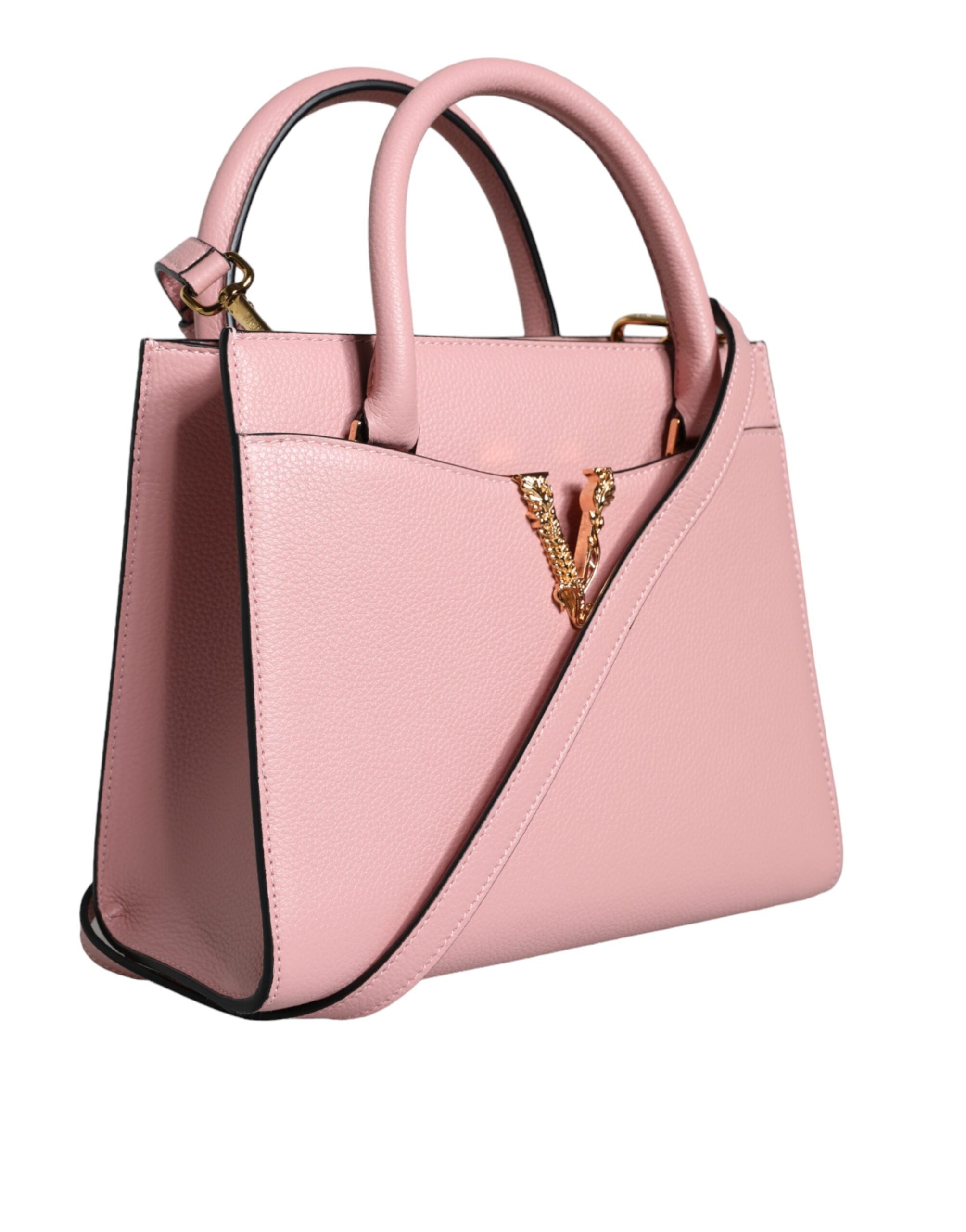 Růžová malá kabelka crossbody z telecí kůže s horním uchem