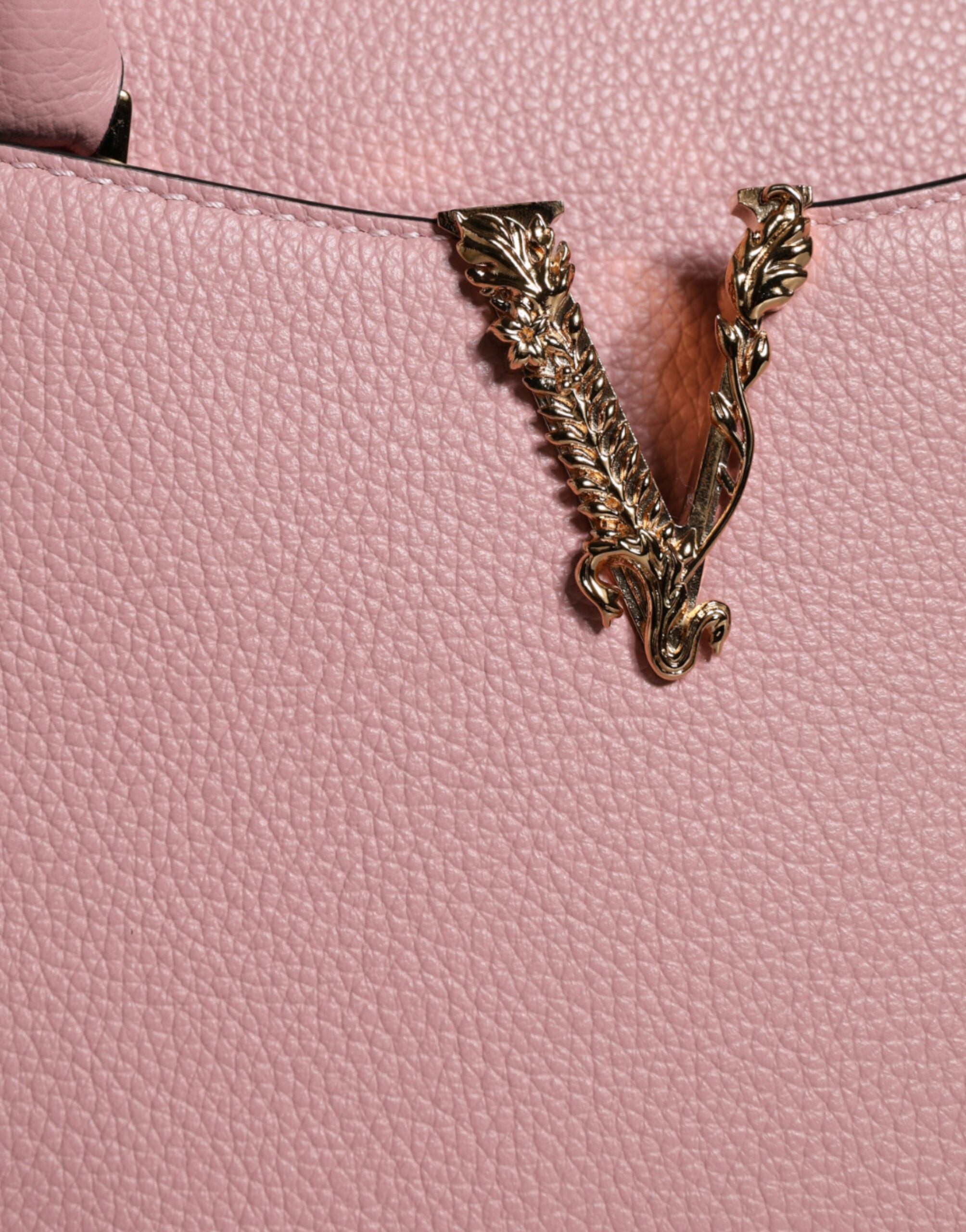 Růžová malá kabelka crossbody z telecí kůže s horním uchem