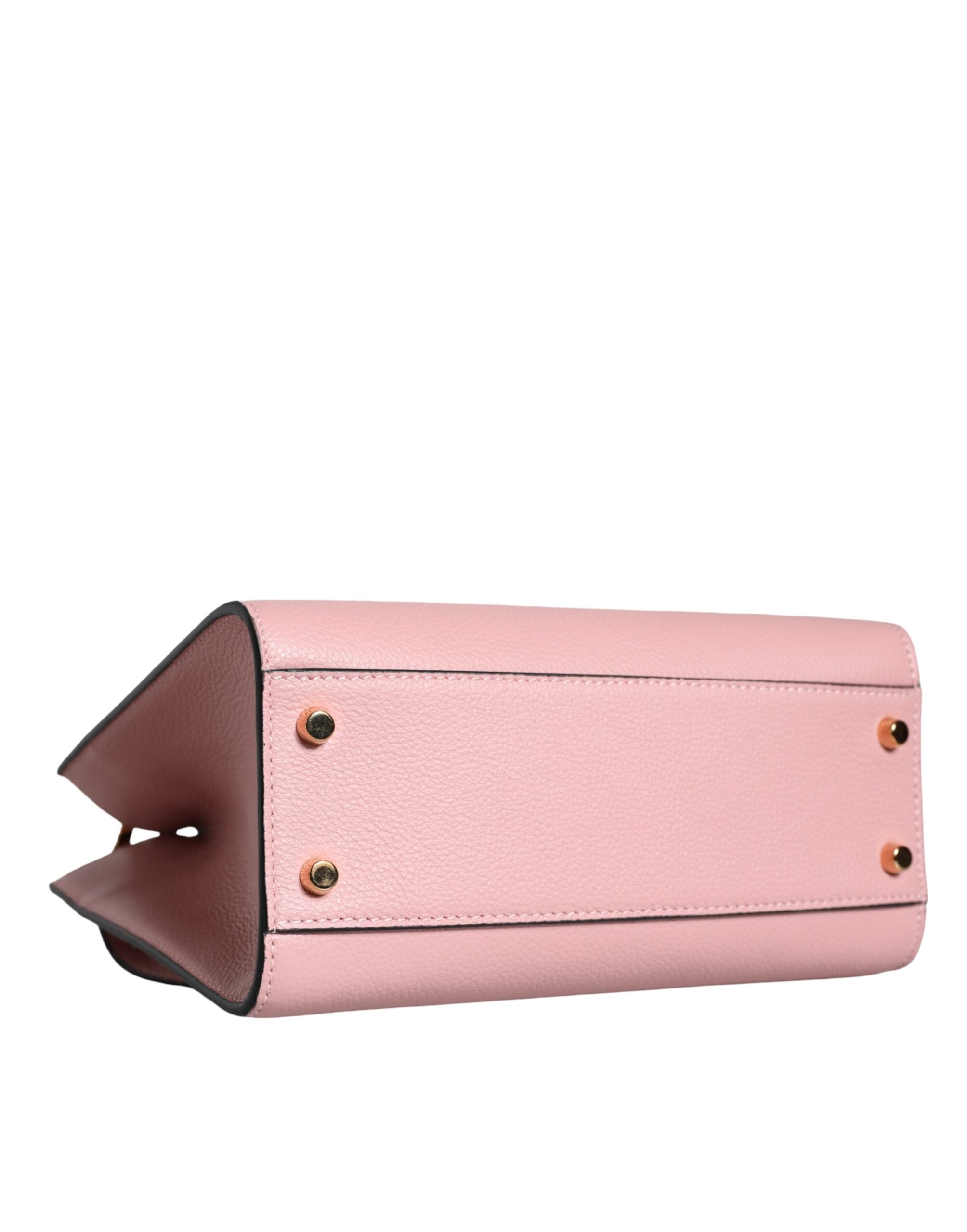 Růžová malá kabelka crossbody z telecí kůže s horním uchem