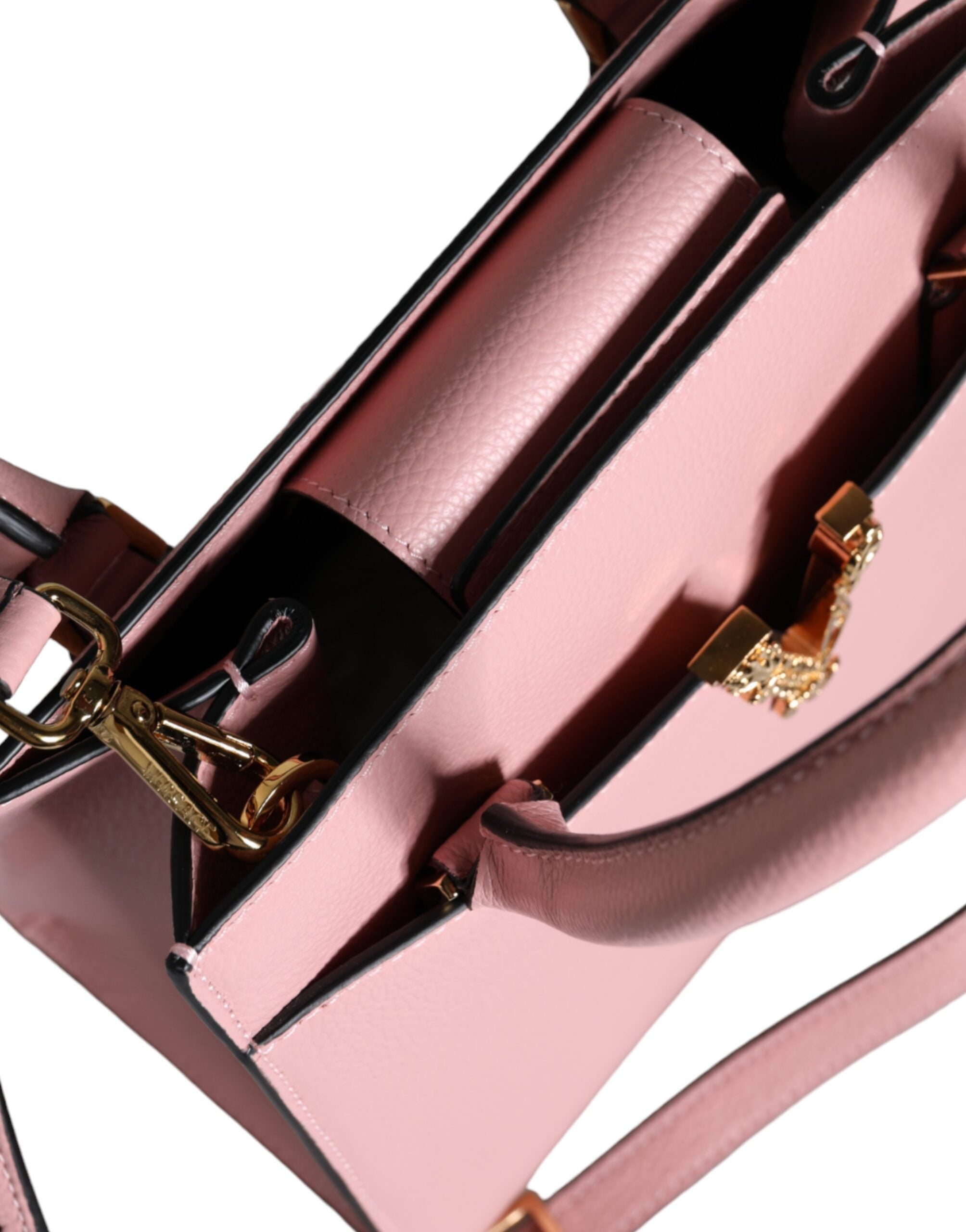 Růžová malá kabelka crossbody z telecí kůže s horním uchem