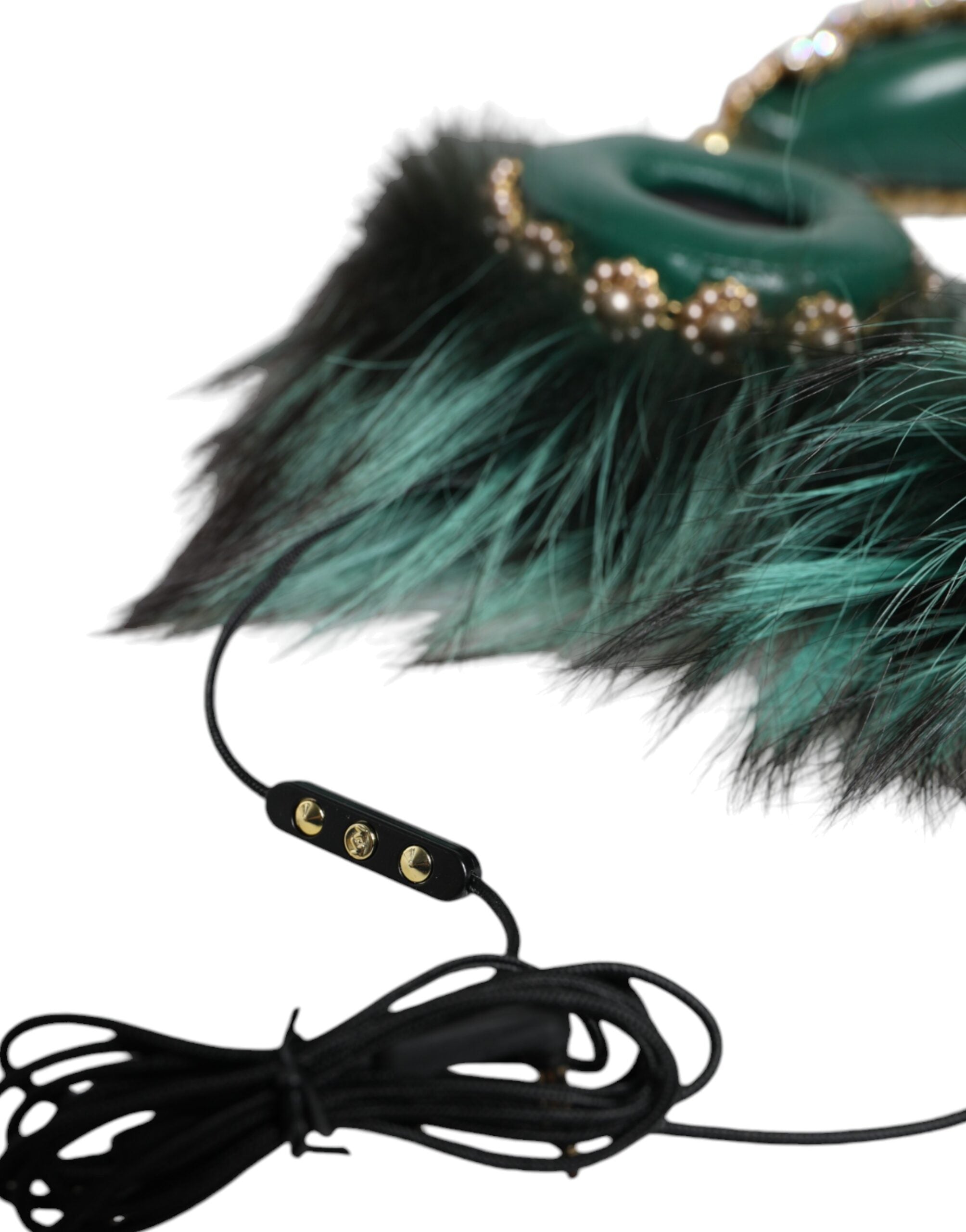 Sluchátka s mikrofonem Green Gold Crystal Fur Audio AUX