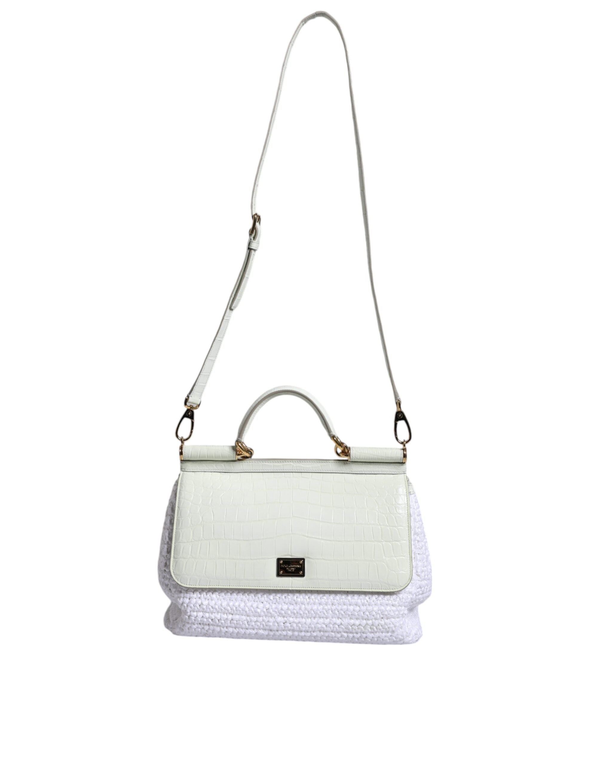 Bílá kožená crossbody kabelka Rafia SICILY