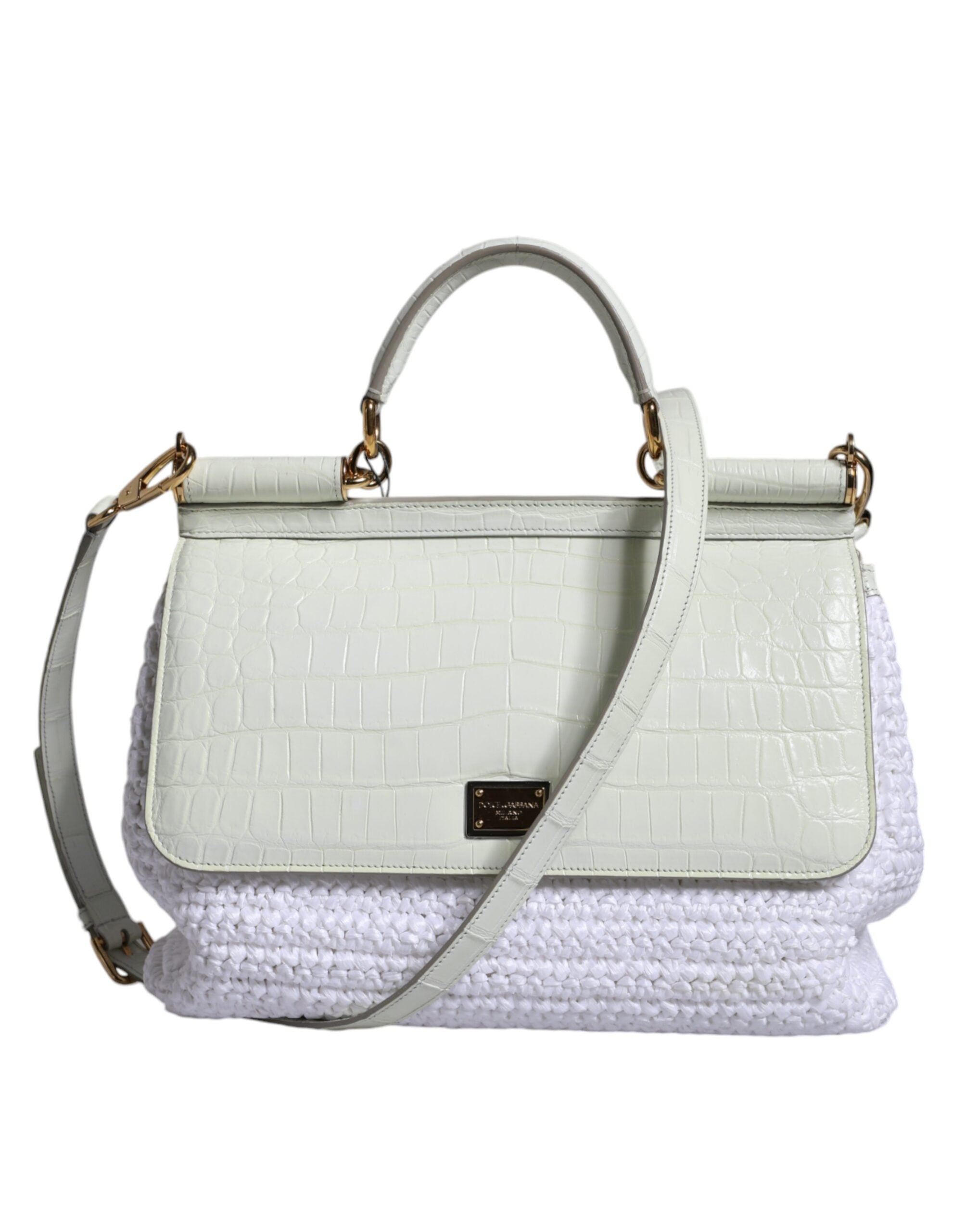 Bílá kožená crossbody kabelka Rafia SICILY