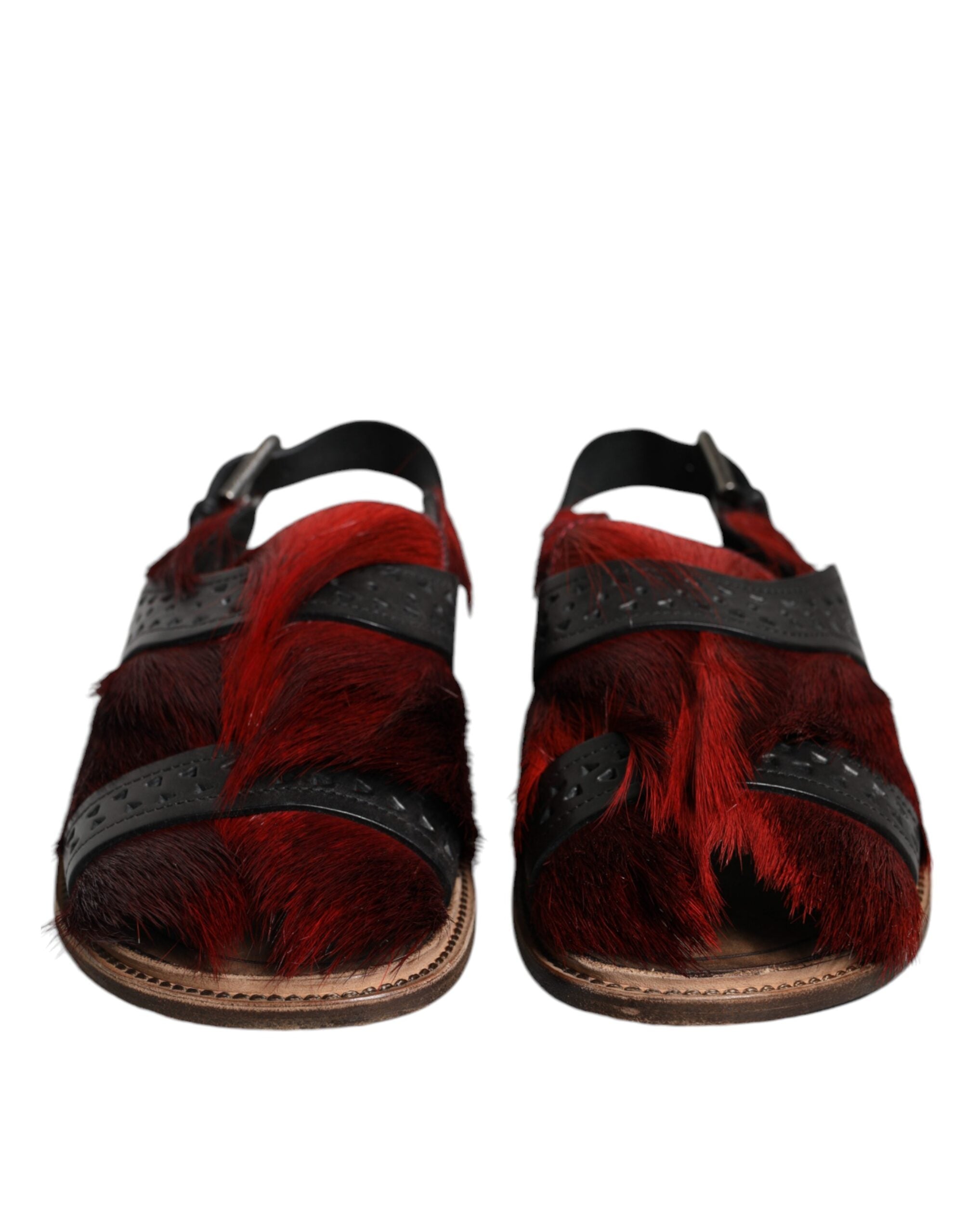 Černé a červené kožené sandály s vlasy Gazelle